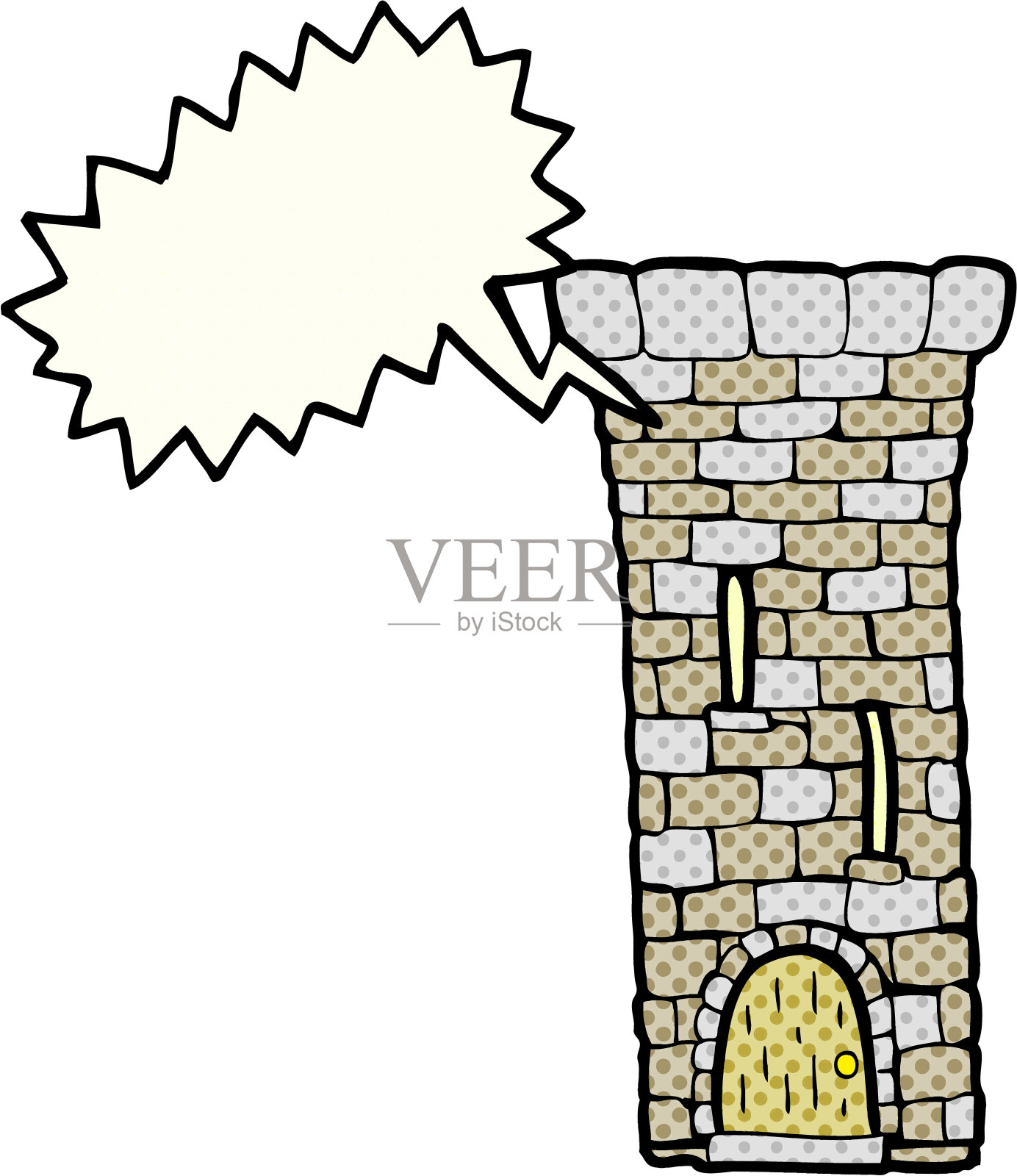 手绘漫画书演讲泡泡卡通古堡塔插画图片素材