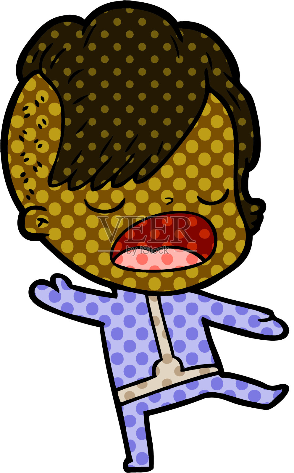 卡通酷潮女孩在太空服插画图片素材