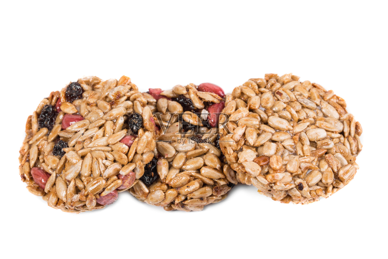 用花生和葵花籽做的饼干。照片摄影图片