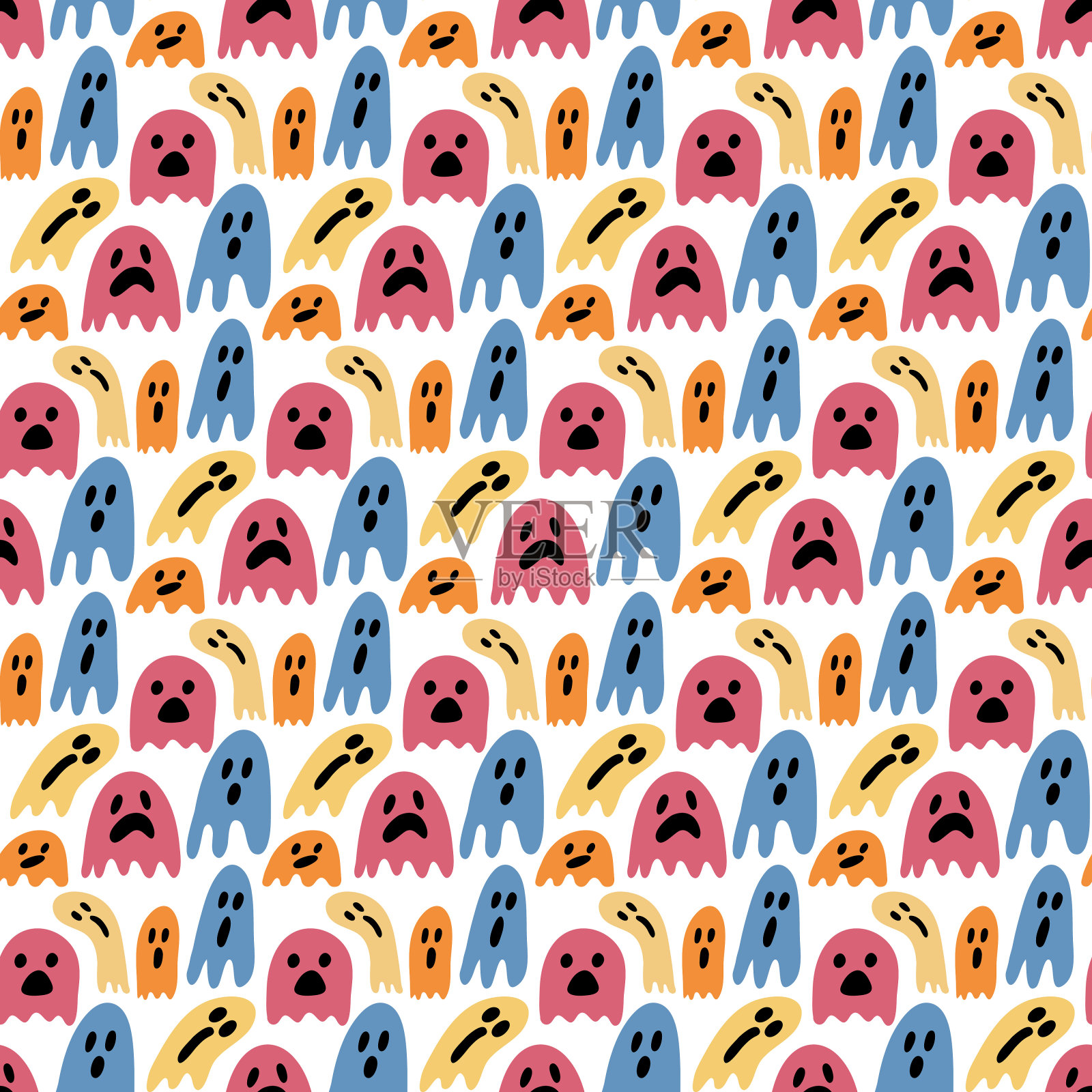 鬼恶作剧无缝图案万圣节设计eps 10插画图片素材