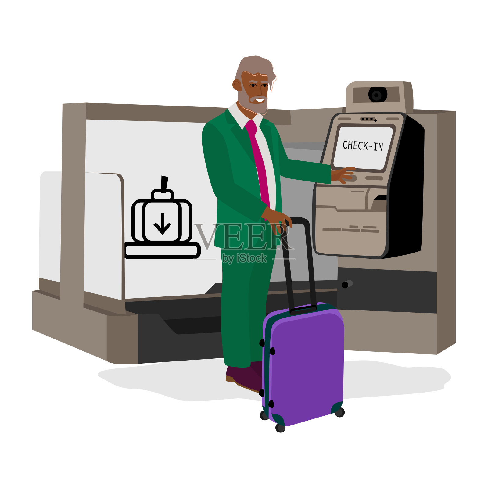 旅客在候机楼办理登机手续插画图片素材