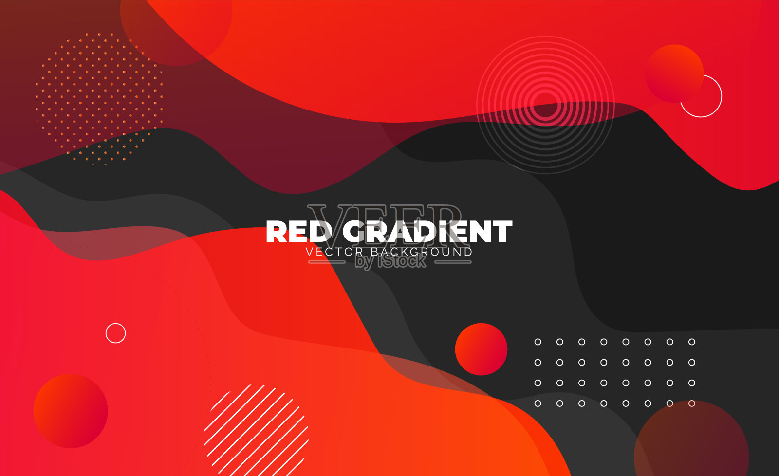 抽象红色梯度颜色流体背景与几何圆形元素。现代未来主义背景插画图片素材