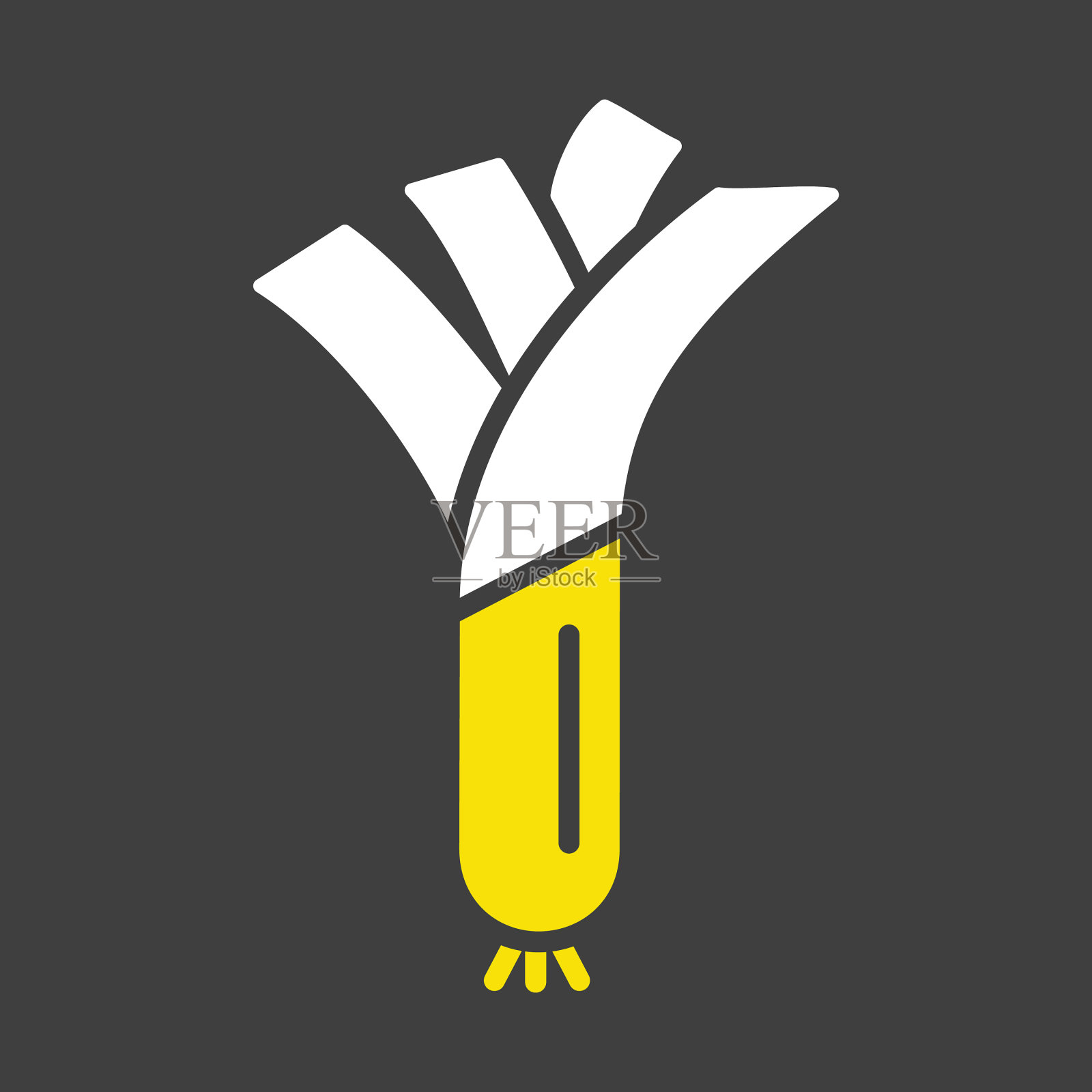 韭菜鲜洋葱梗上孤立设计字形图标素材