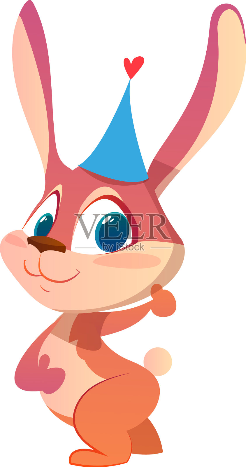 可爱的兔子生日问候帽子插画图片素材