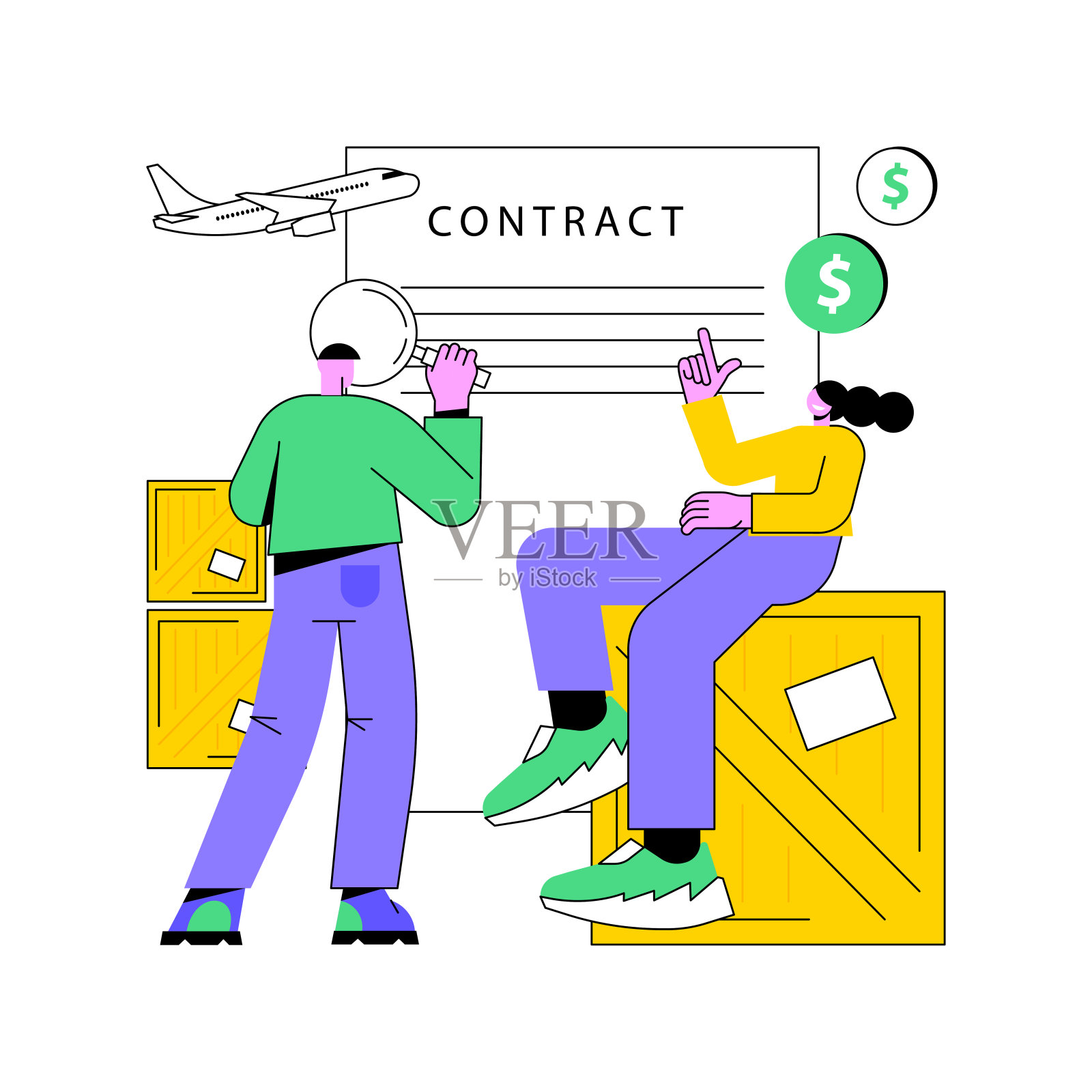 运输合同抽象概念矢量插图。插画图片素材