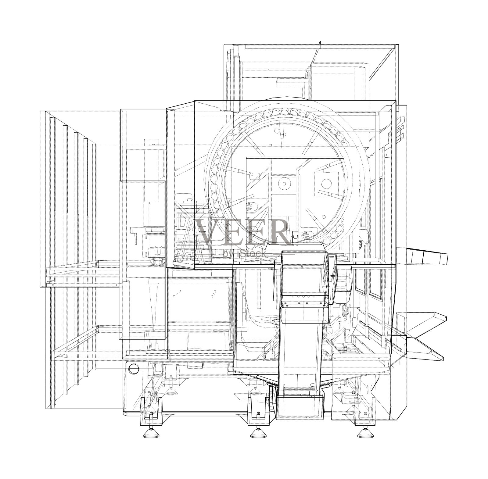 金属加工数控铣床。向量插画图片素材