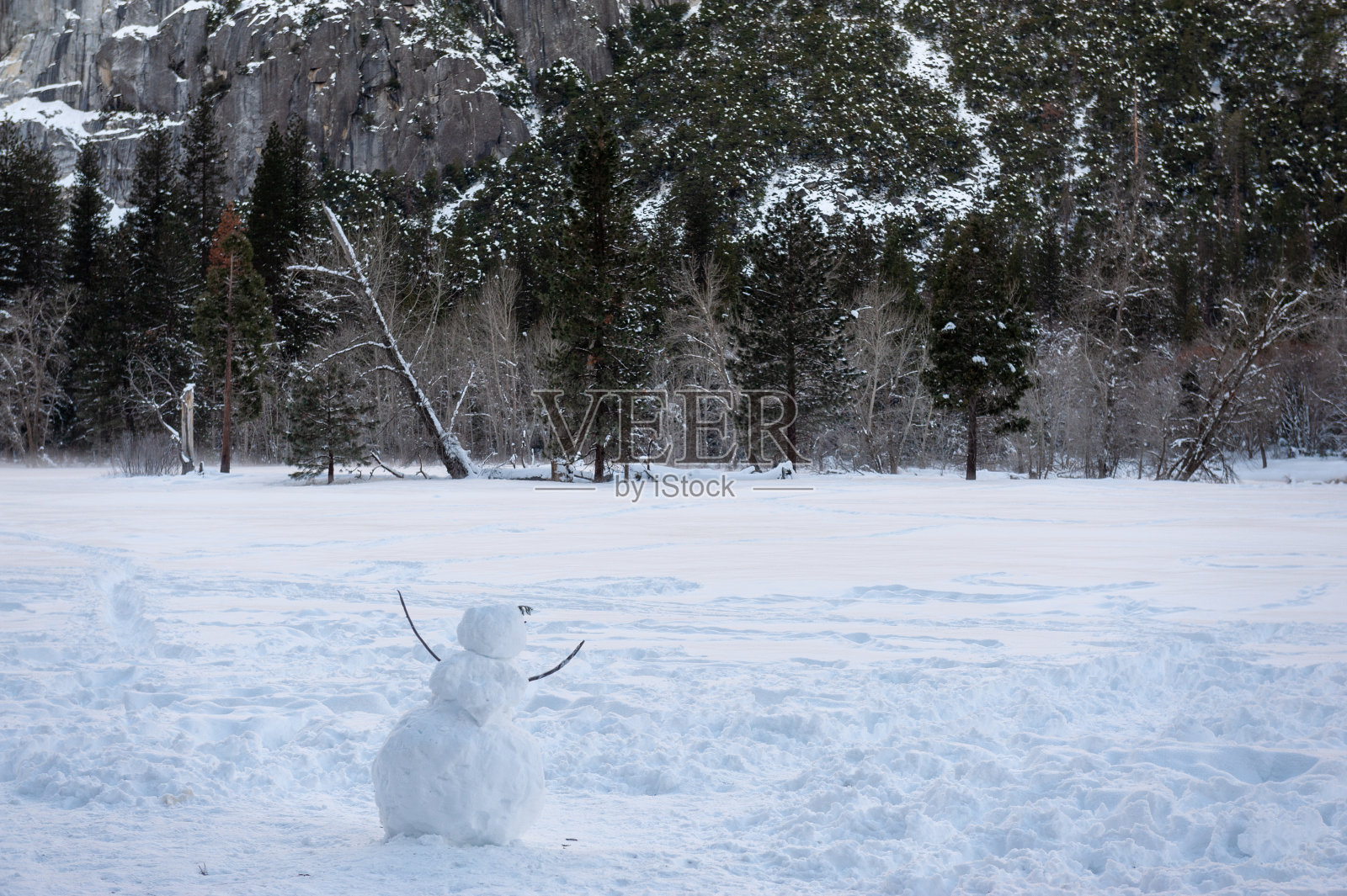 约塞米蒂的雪人照片摄影图片