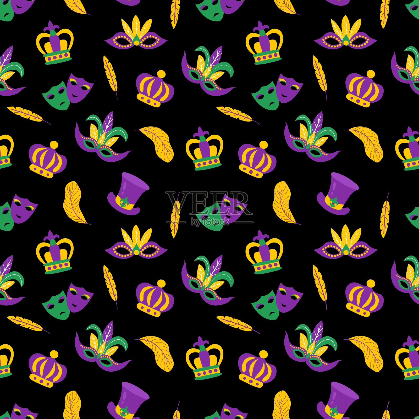 无缝图案狂欢节。设计面料,纺织品,壁纸,包装。插画图片素材