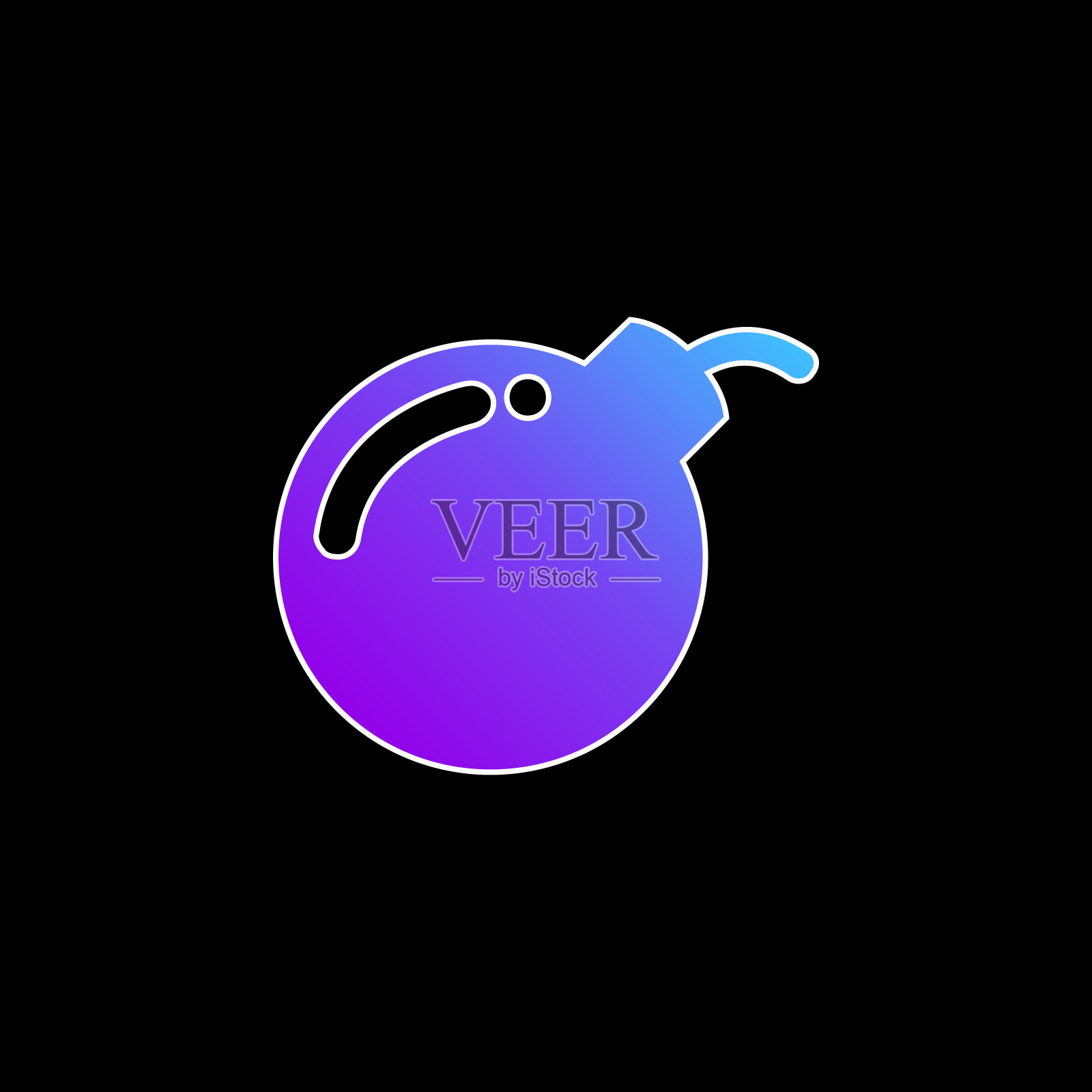 炸弹防病毒危险符号蓝色梯度矢量图标插画图片素材