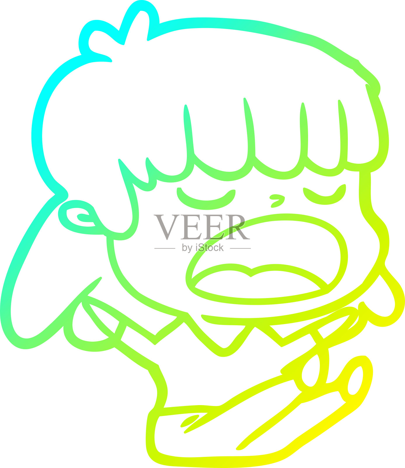 冷梯度线画一个卡通女人大声说话设计元素图片