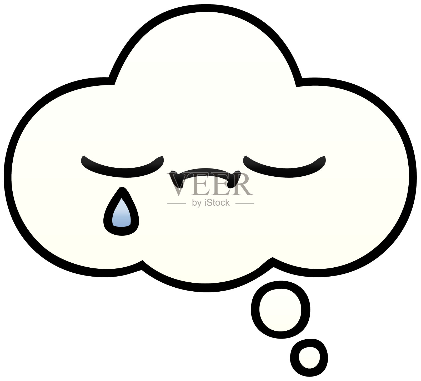 一个思想泡泡的渐变阴影卡通插画图片素材