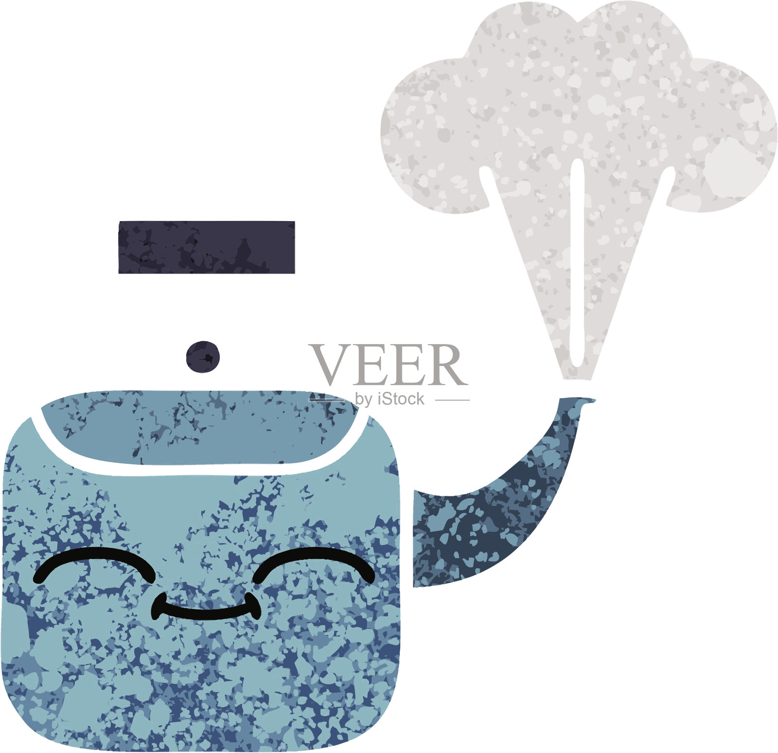 复古插画风格的卡通蒸水壶插画图片素材