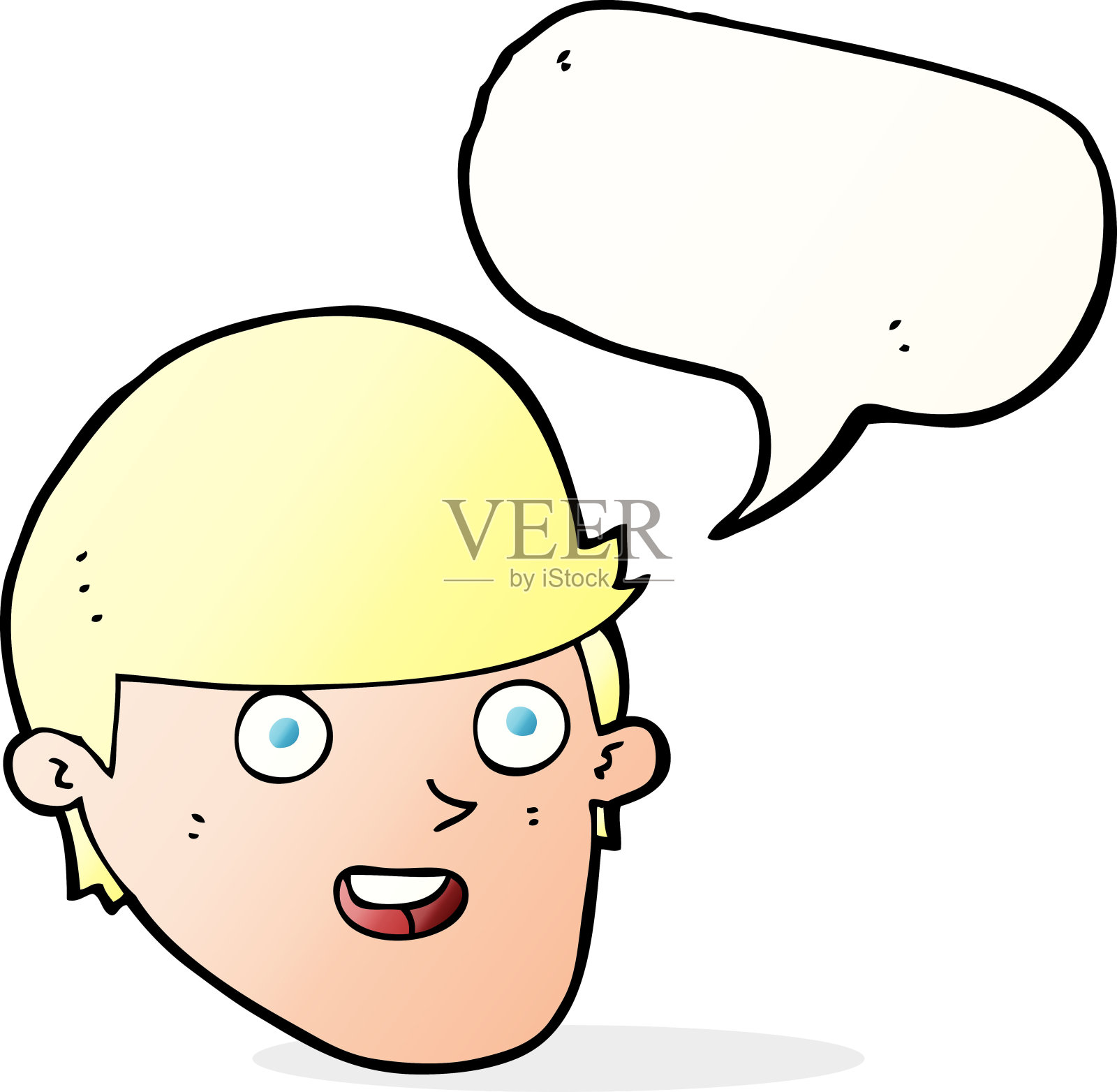 卡通男人用大下巴和对话气泡插画图片素材