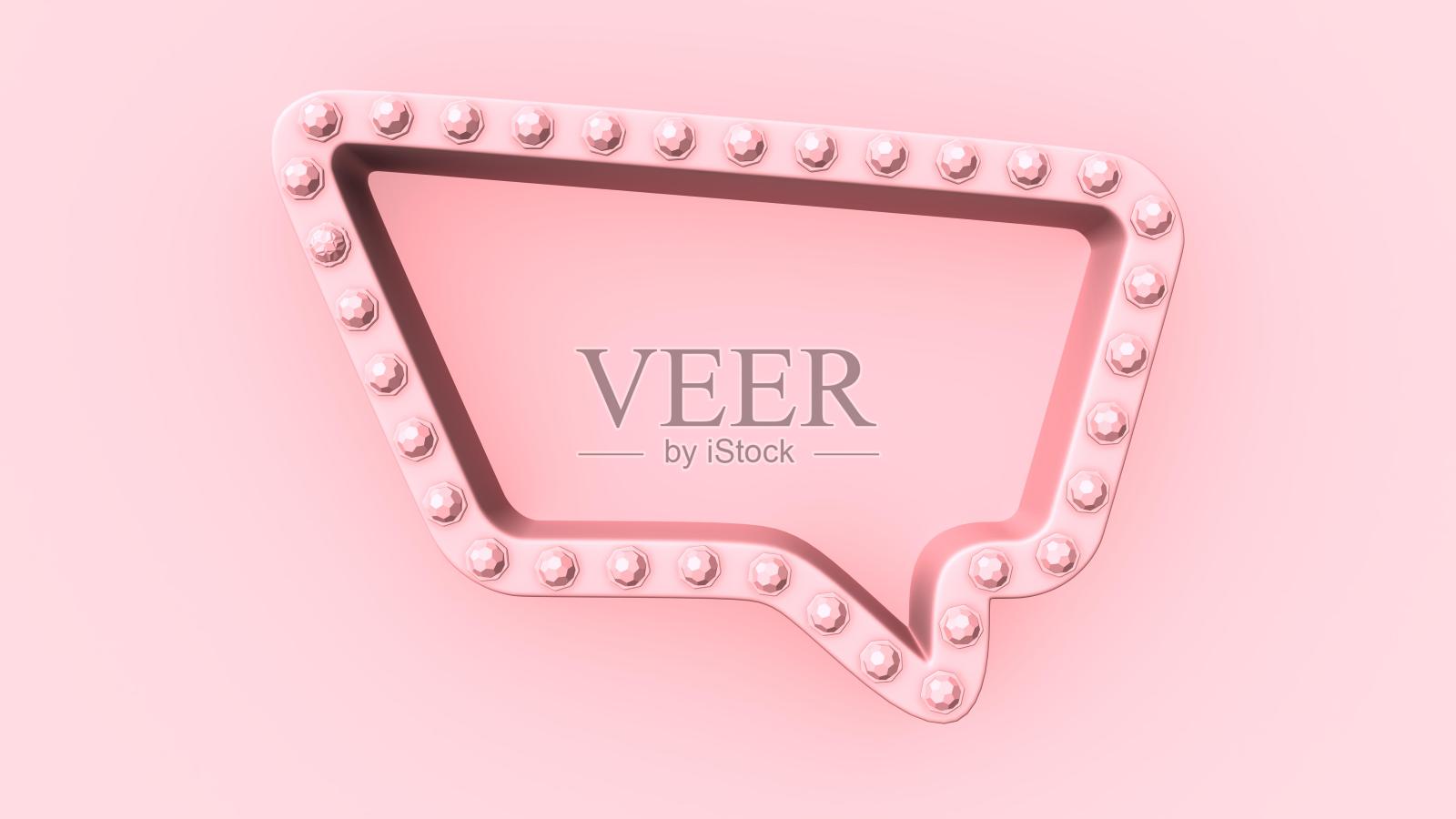 粉色边框轻边复古广告招牌。三维渲染照片摄影图片