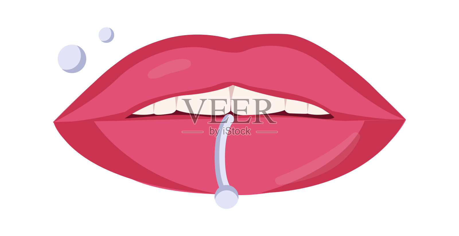 丰满的嘴唇与银色穿孔扁平图标时尚的配件插画图片素材