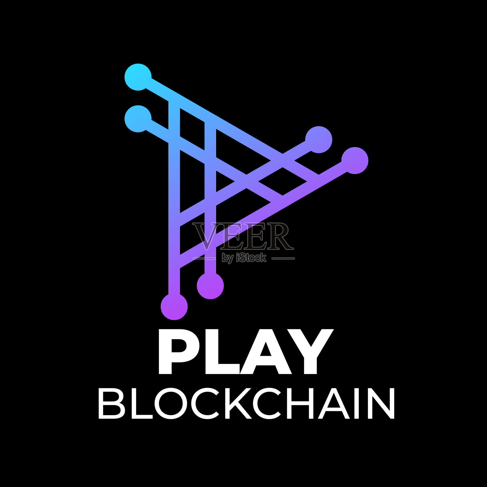 首字母p区块链设计向量插画图片素材