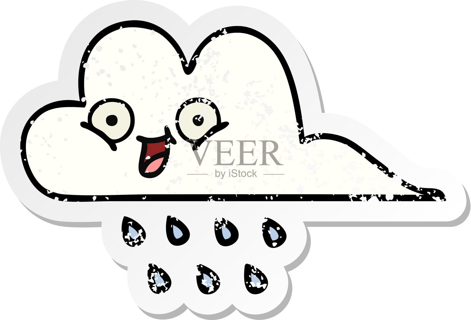 心疼的贴纸可爱的卡通雨云插画图片素材