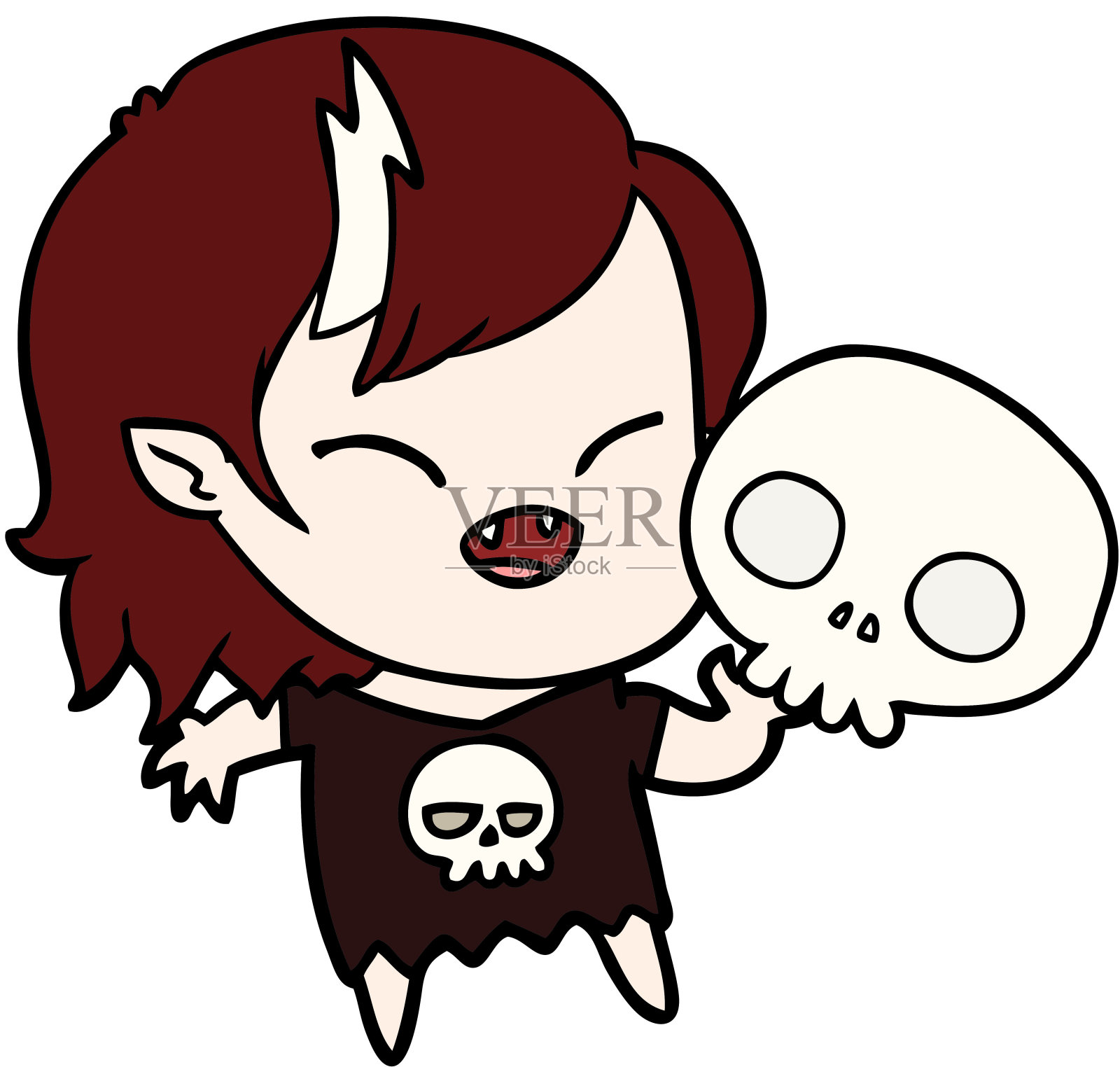 卡通大笑吸血鬼女孩插画图片素材