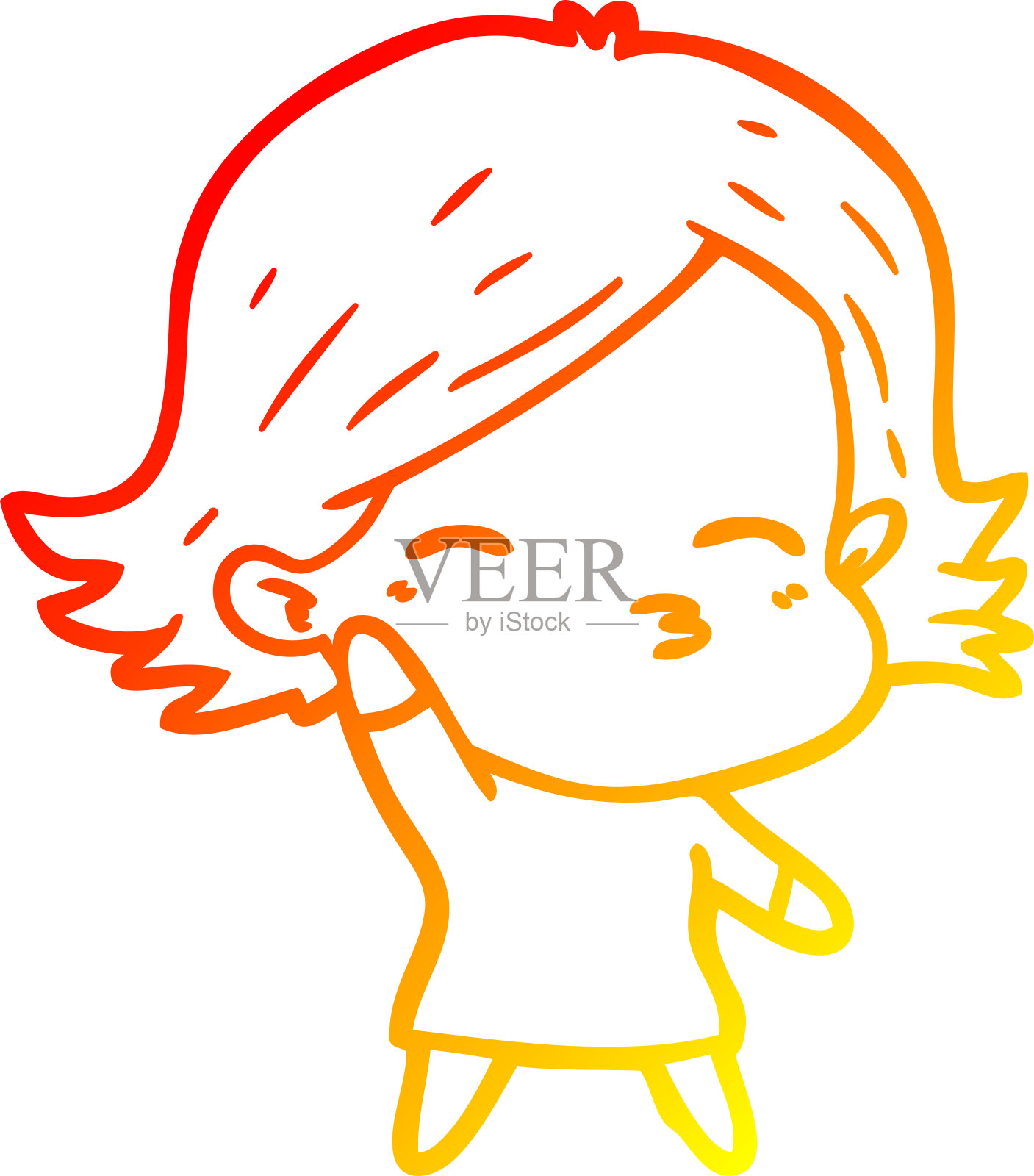 温暖的梯度线绘制的卡通女人插画图片素材