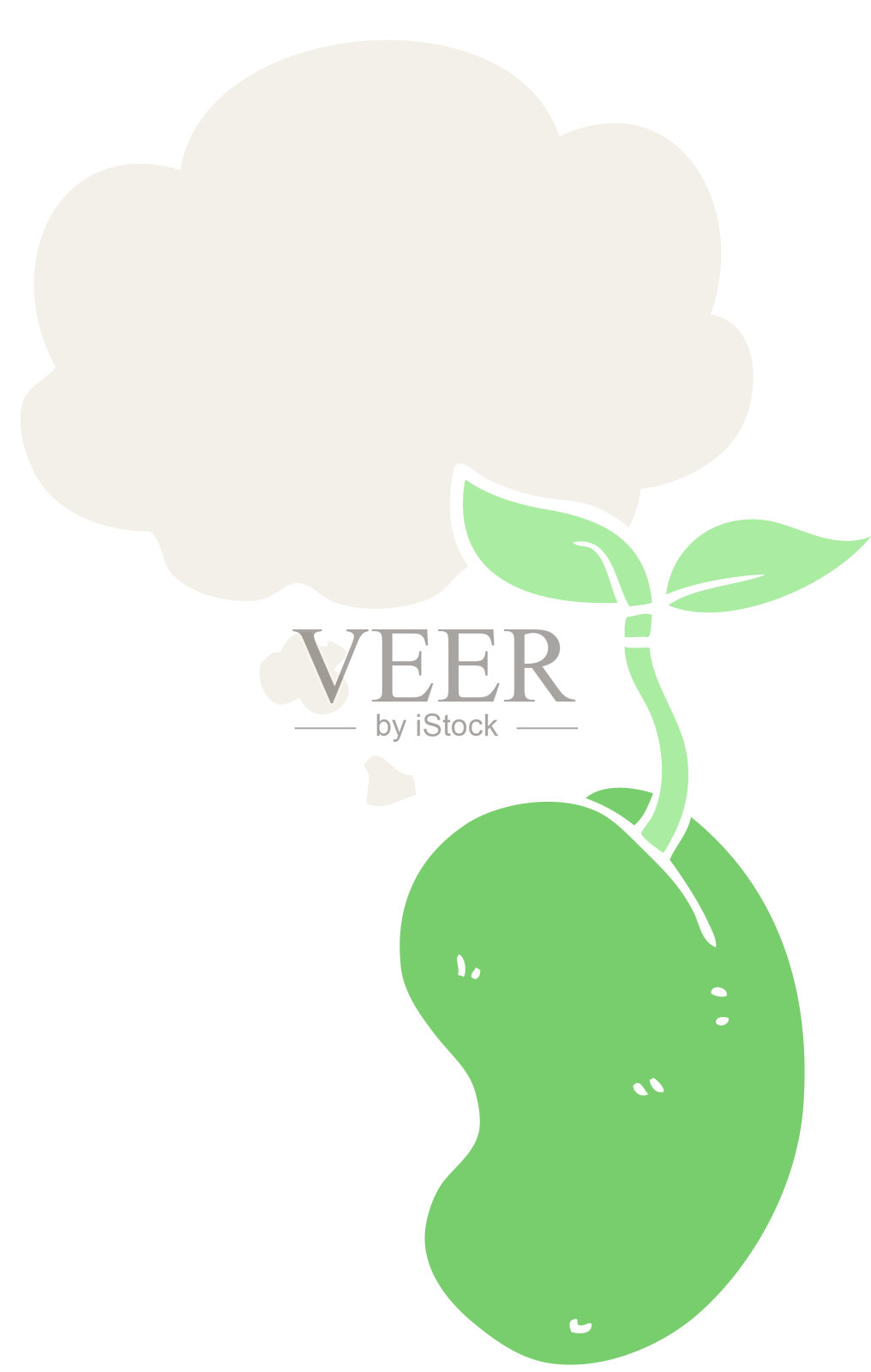 卡通萌芽种子与思想泡泡在复古风格插画图片素材