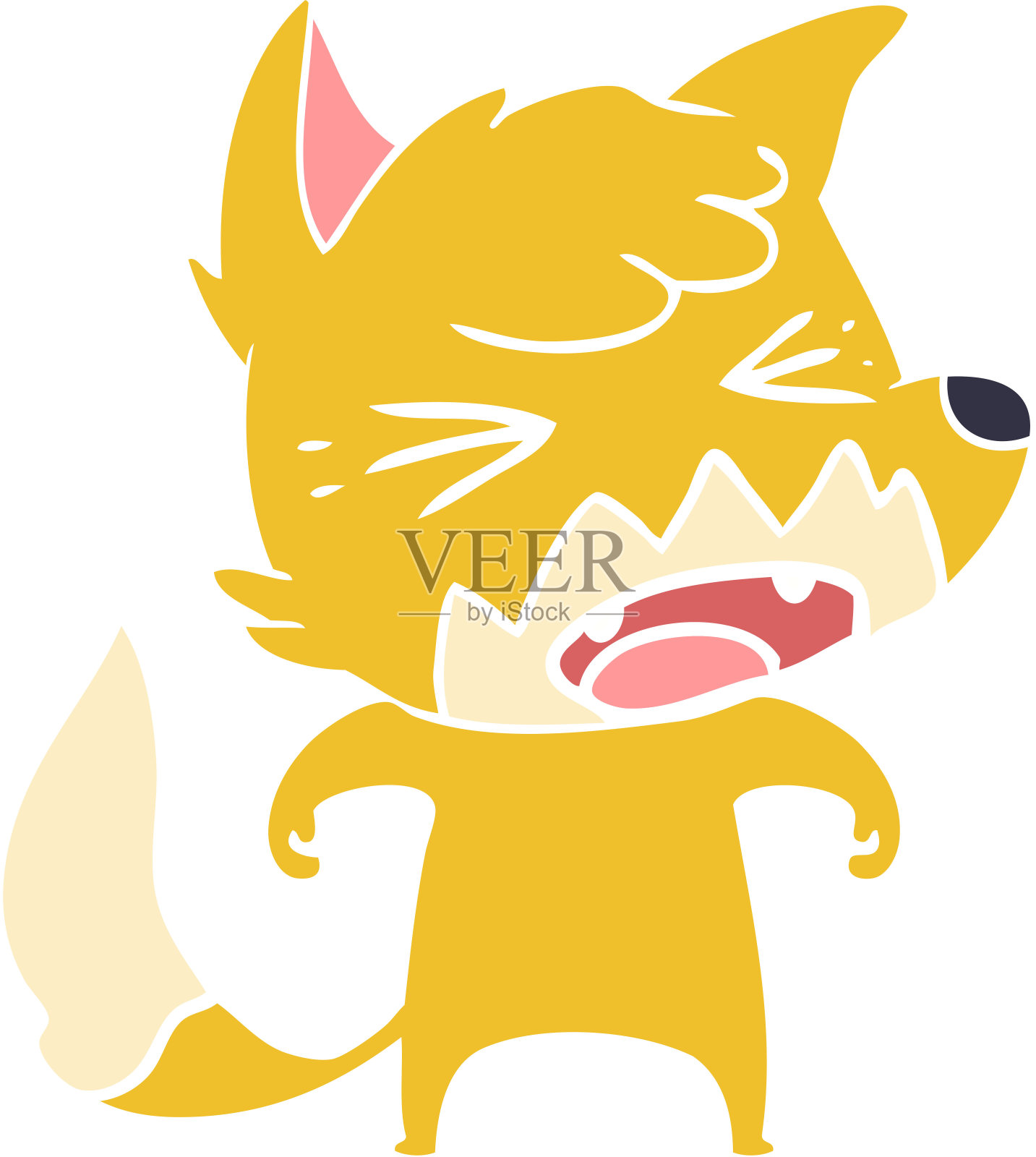 愤怒的平面色彩风格卡通狐狸插画图片素材