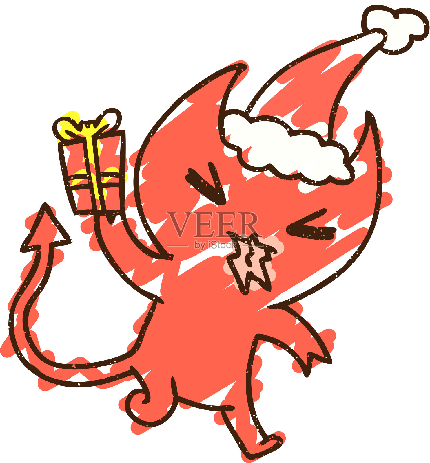 节日小恶魔粉笔画插画图片素材