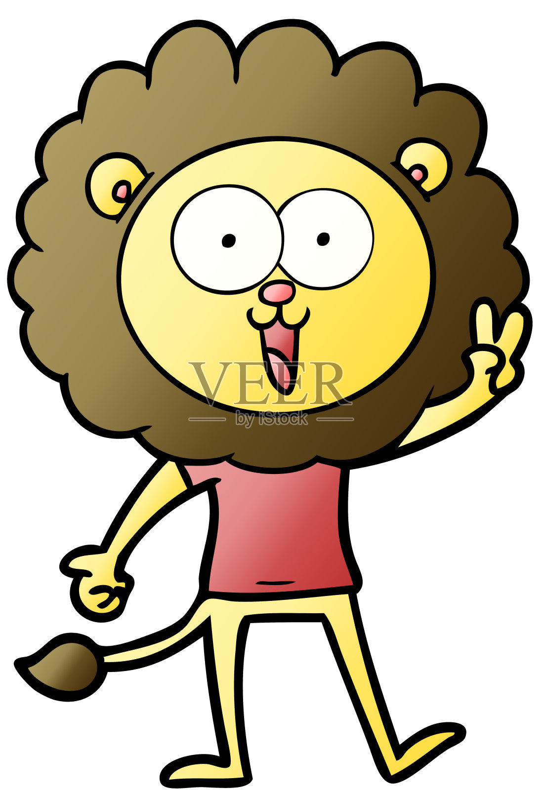 快乐的卡通狮子插画图片素材