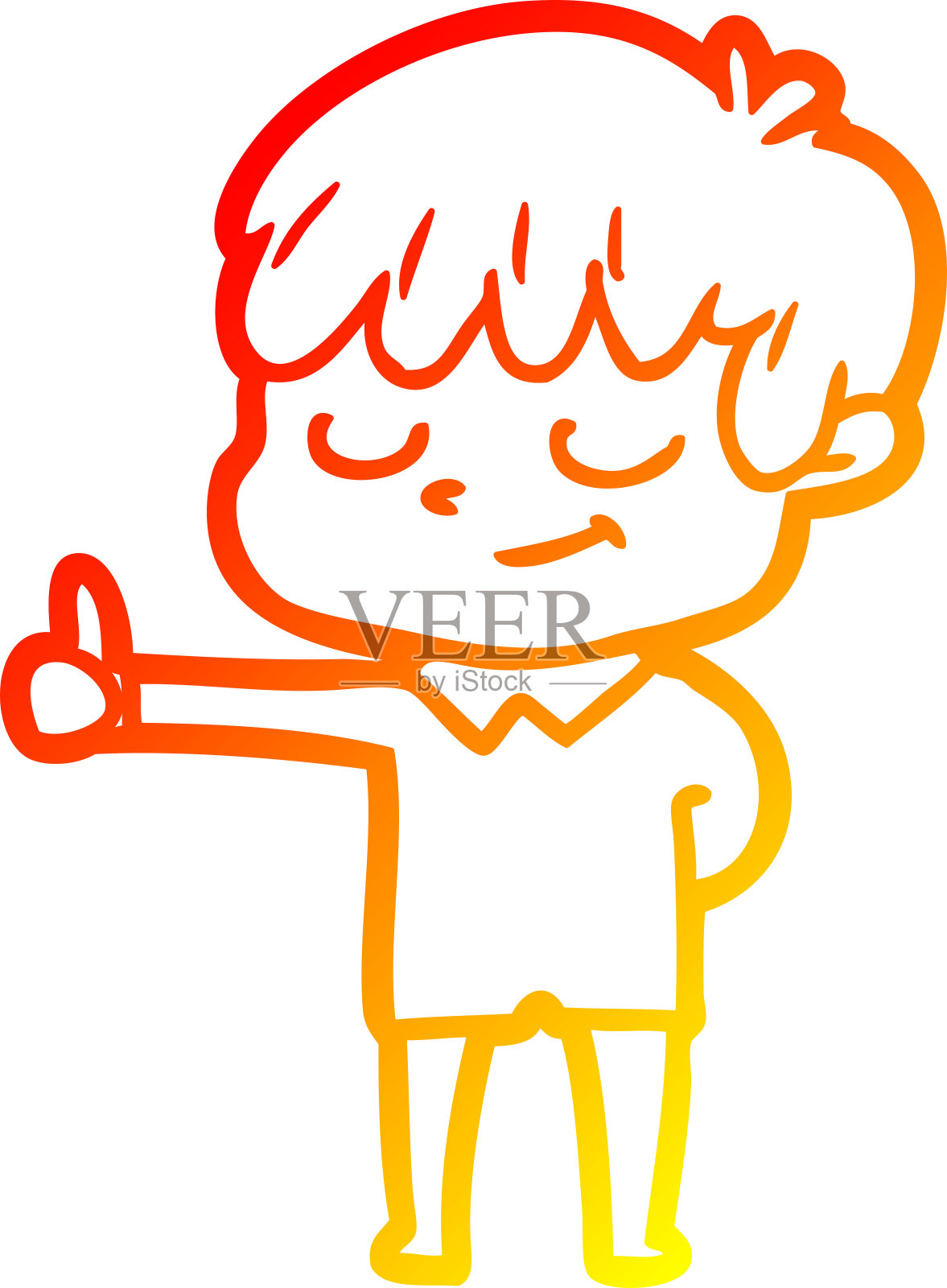 温暖的梯度线绘制卡通快乐的男孩插画图片素材