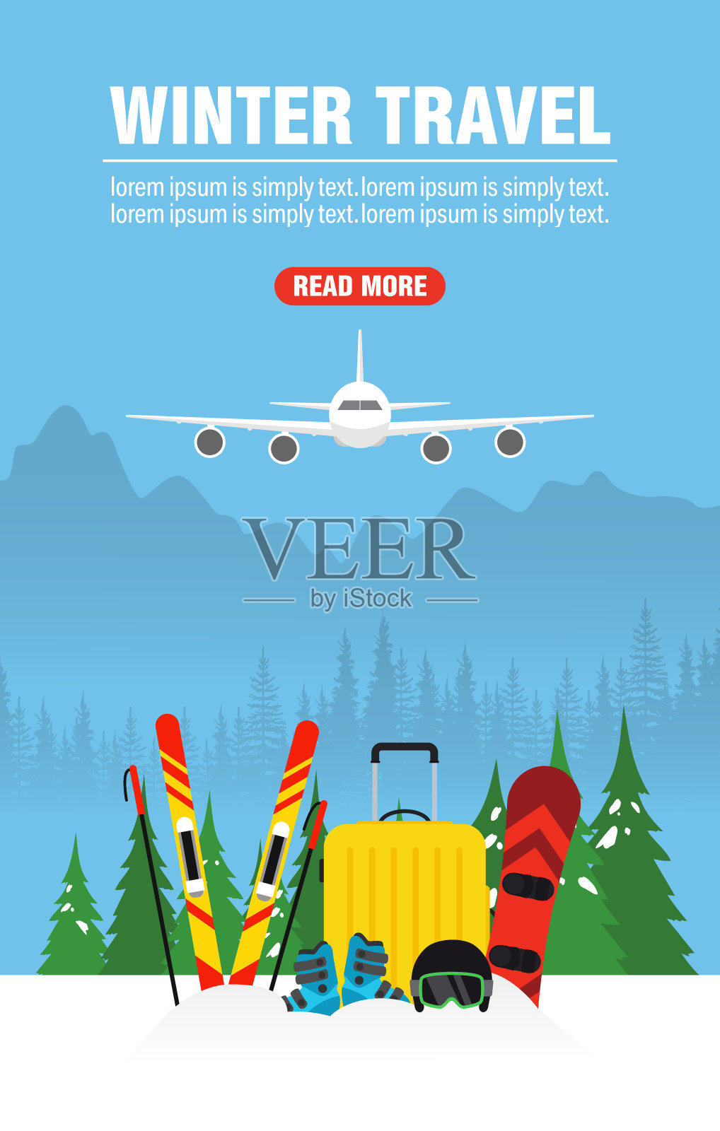 寒假旅游网站横幅概念设计扁平化插画图片素材