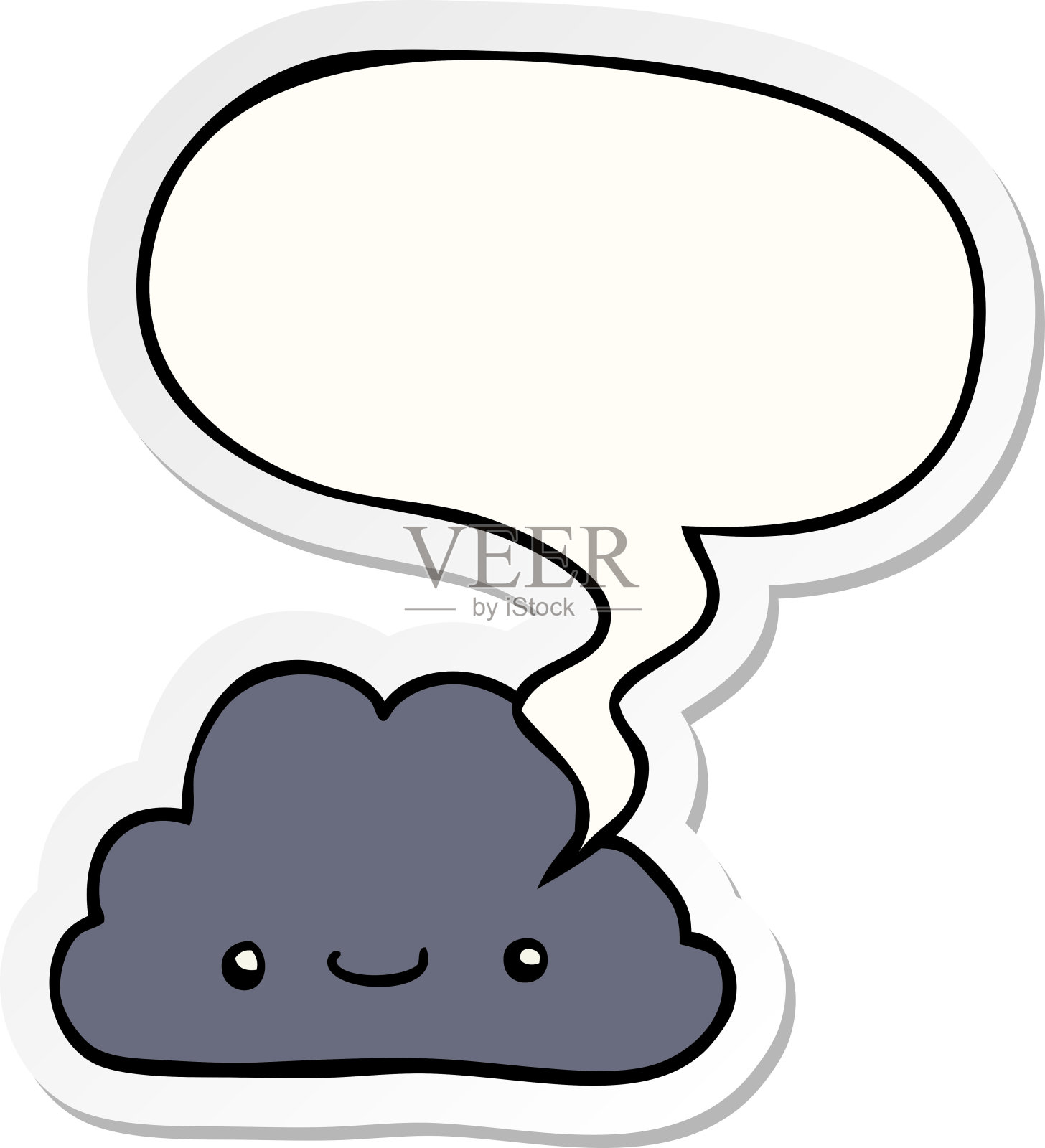 可爱的卡通云与语音泡泡贴纸插画图片素材