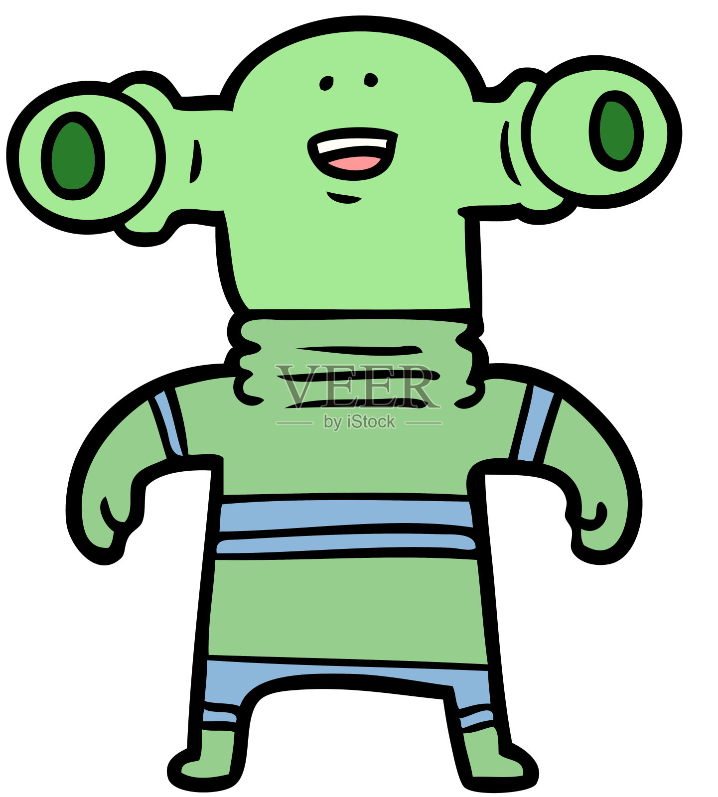 友好的卡通外星人插画图片素材