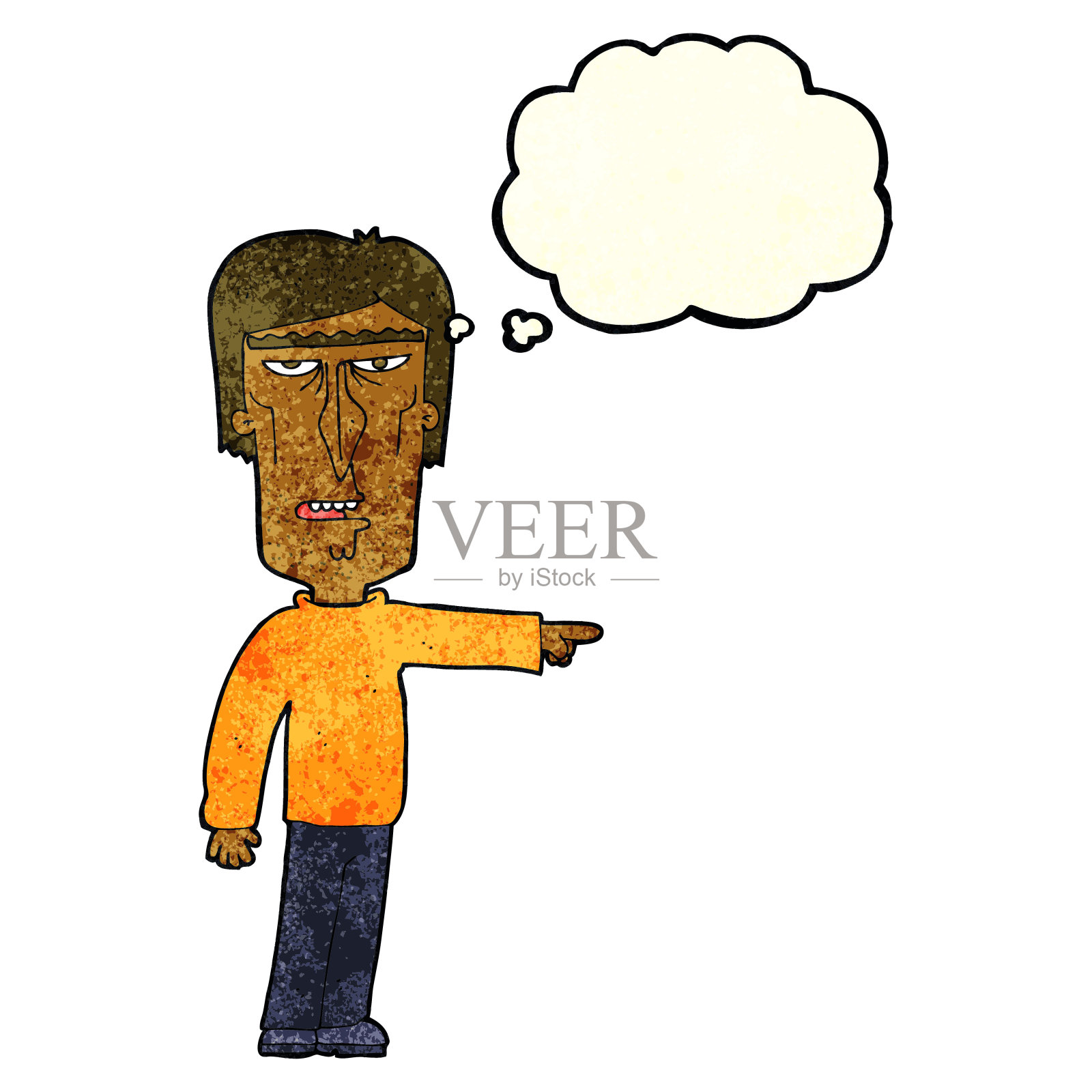 卡通指向人与思想泡泡插画图片素材