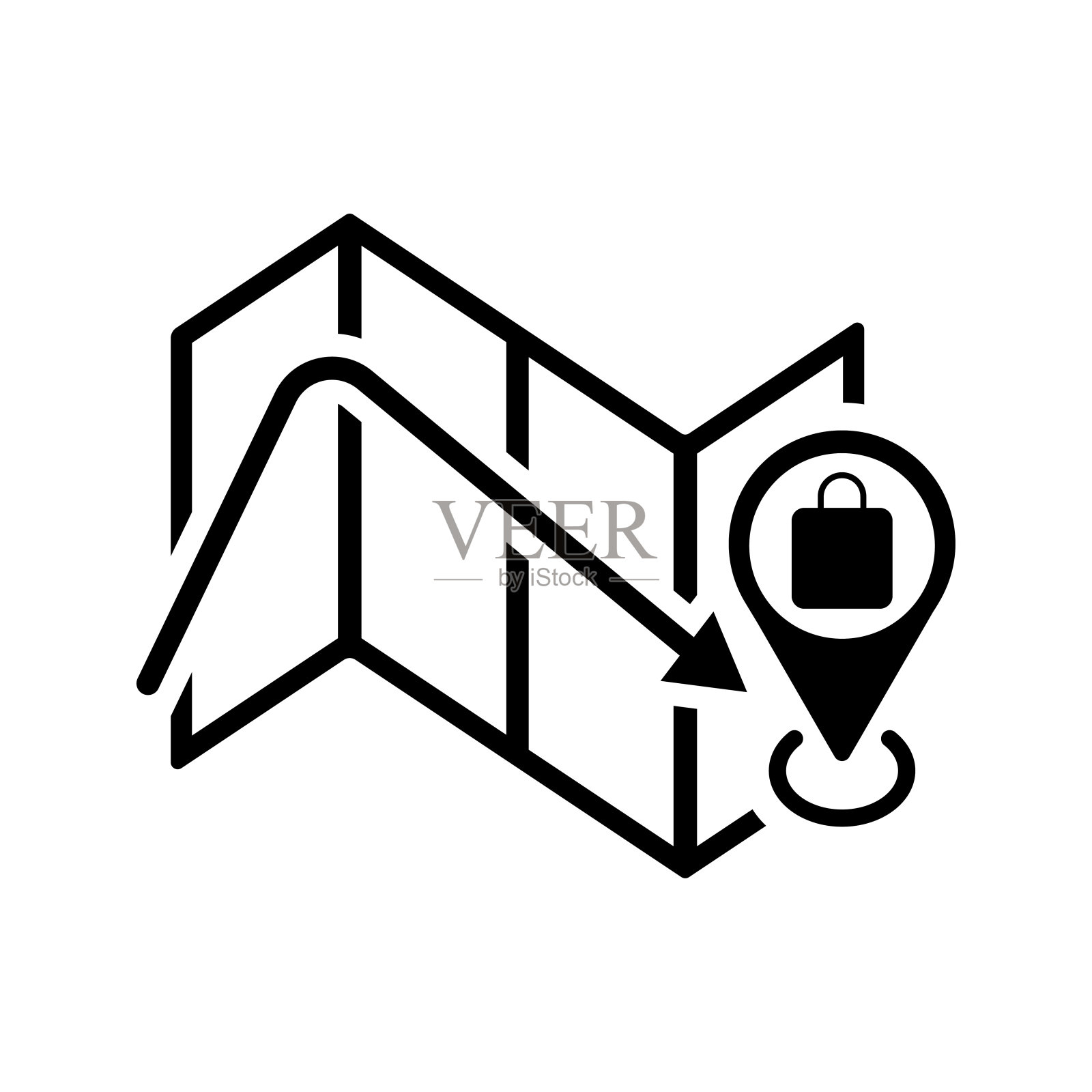 购物位置,导航图标。插画图片素材