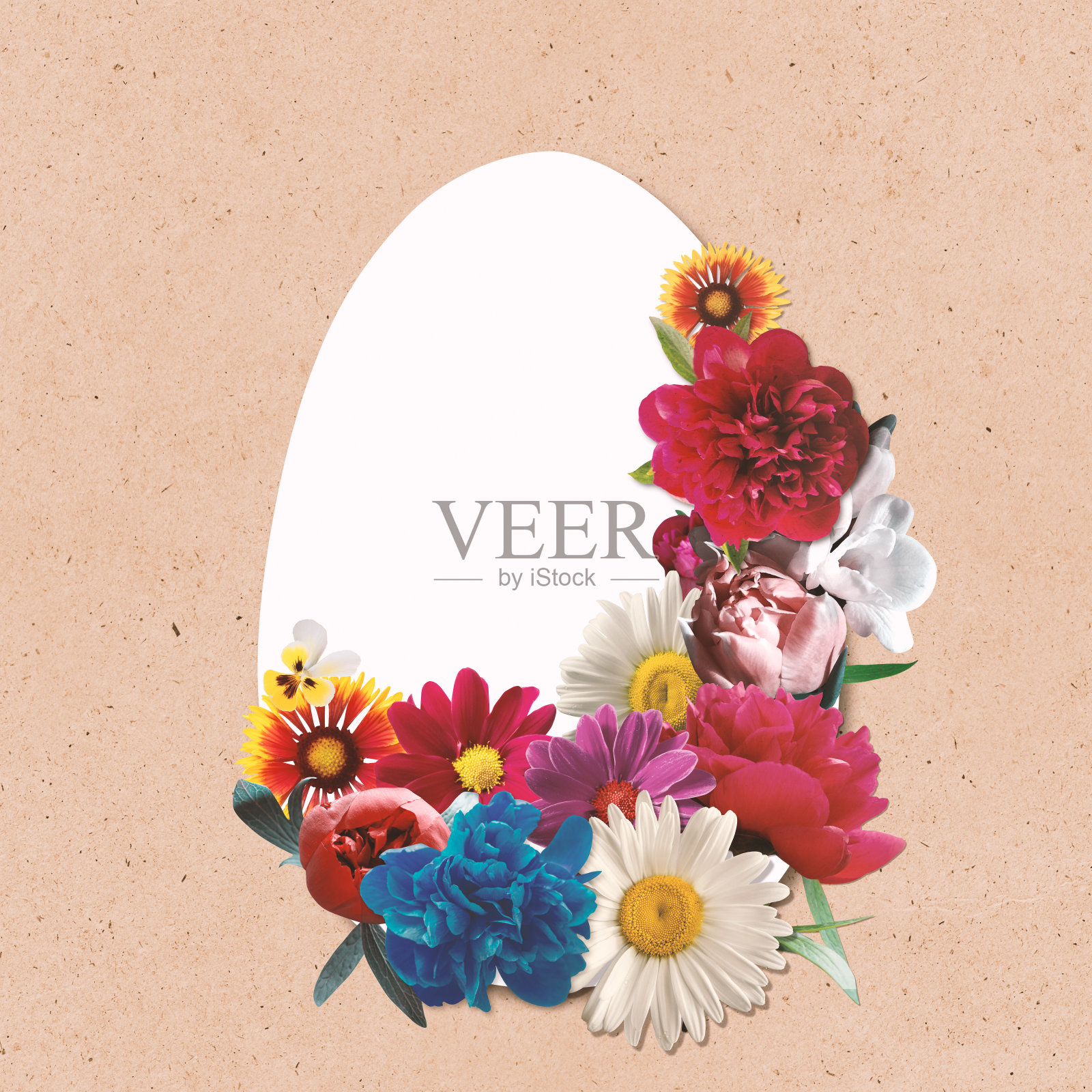 由老式zine花制成的复活节彩蛋形状照片摄影图片