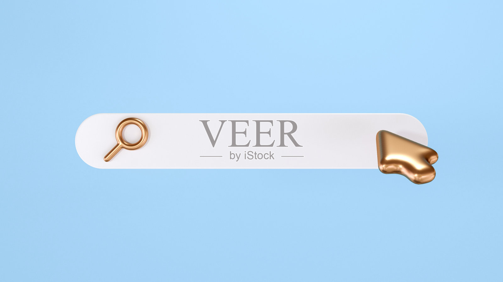 谷歌搜索引擎导航,搜索放大镜和箭头从黄金,互联网导航- 3D渲染照片摄影图片