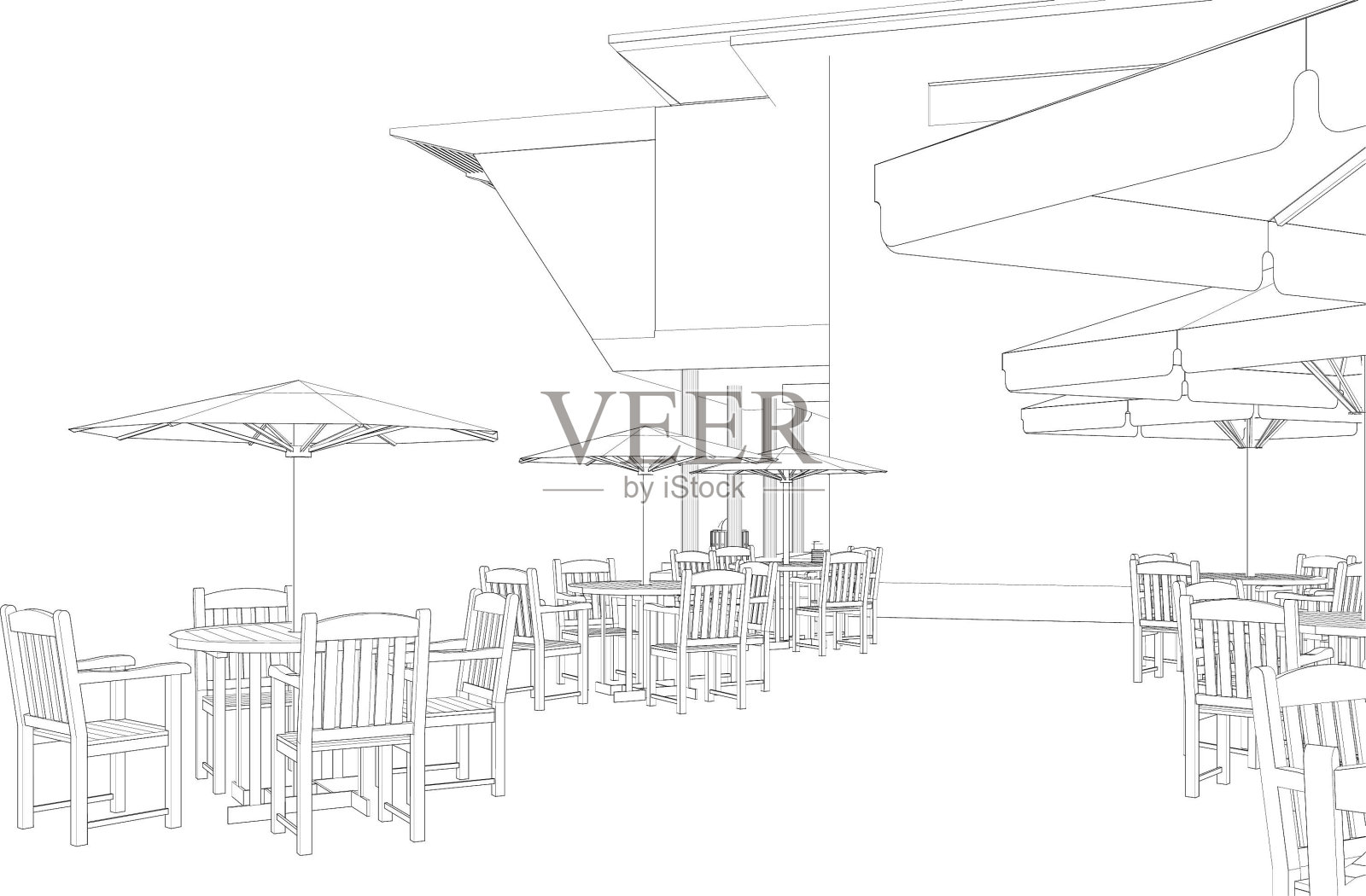 咖啡店的3D插图插画图片素材