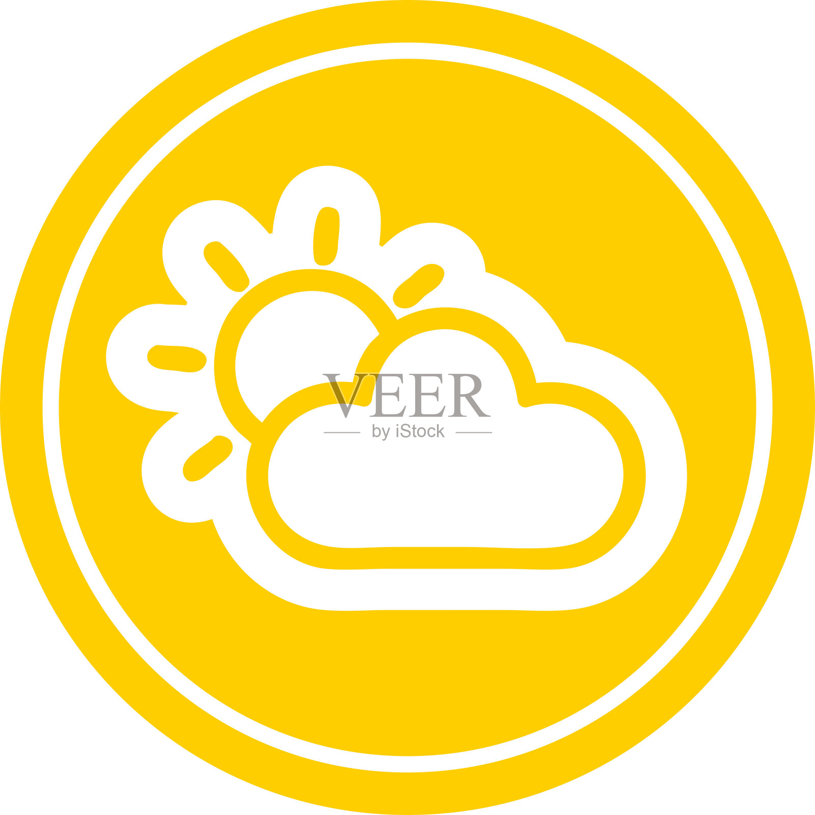 太阳和云的圆形图标符号插画图片素材
