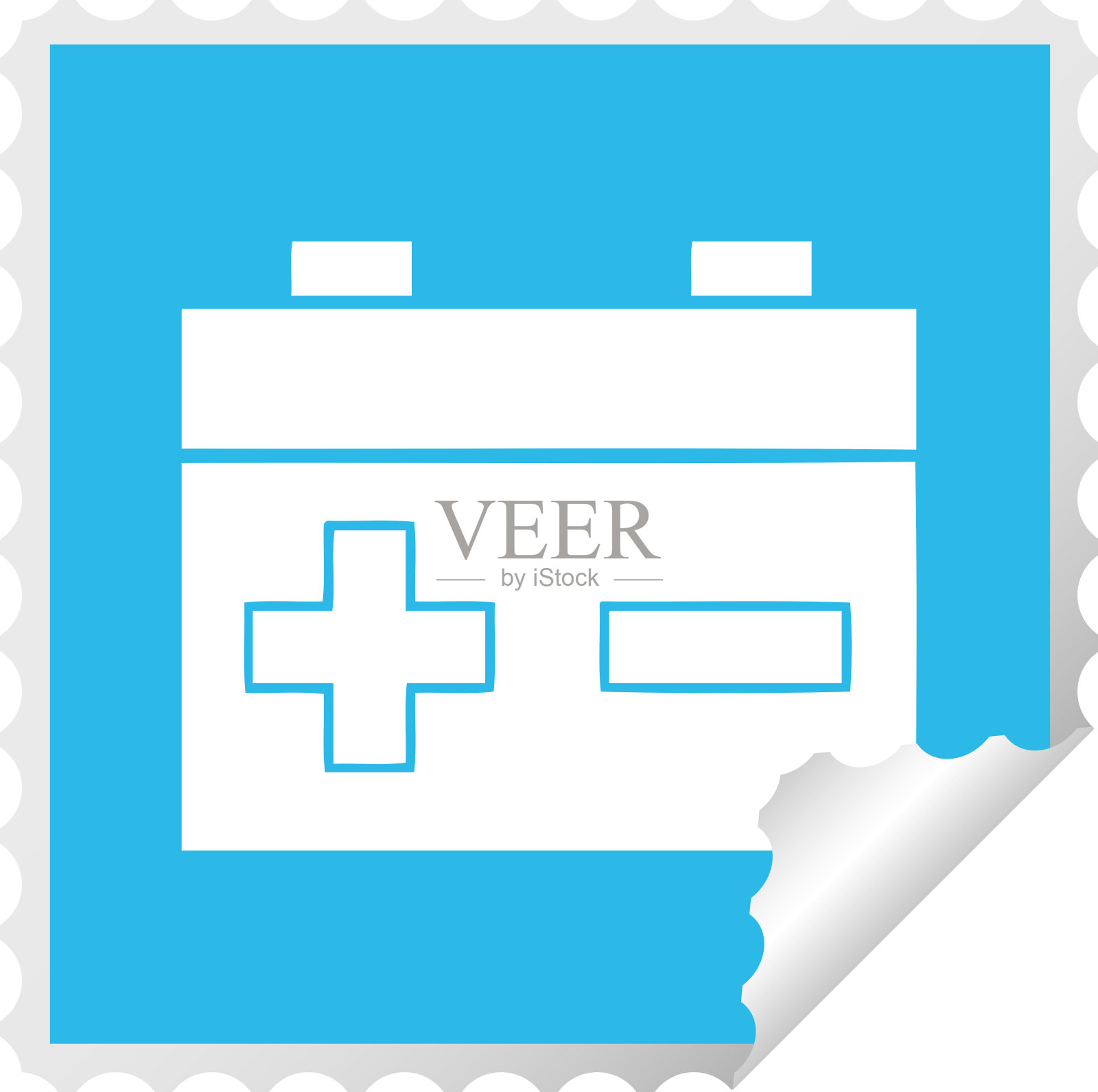 方形剥落贴纸卡通汽车电池插画图片素材