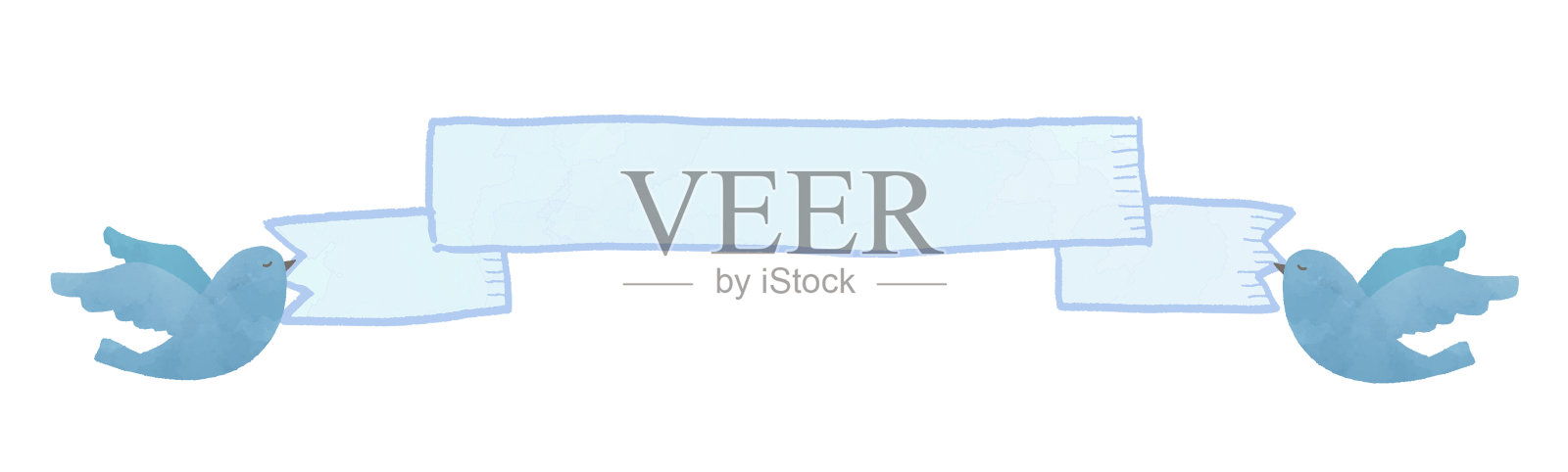 小鸟和彩带相框彩带小小鸟相框插画图片素材