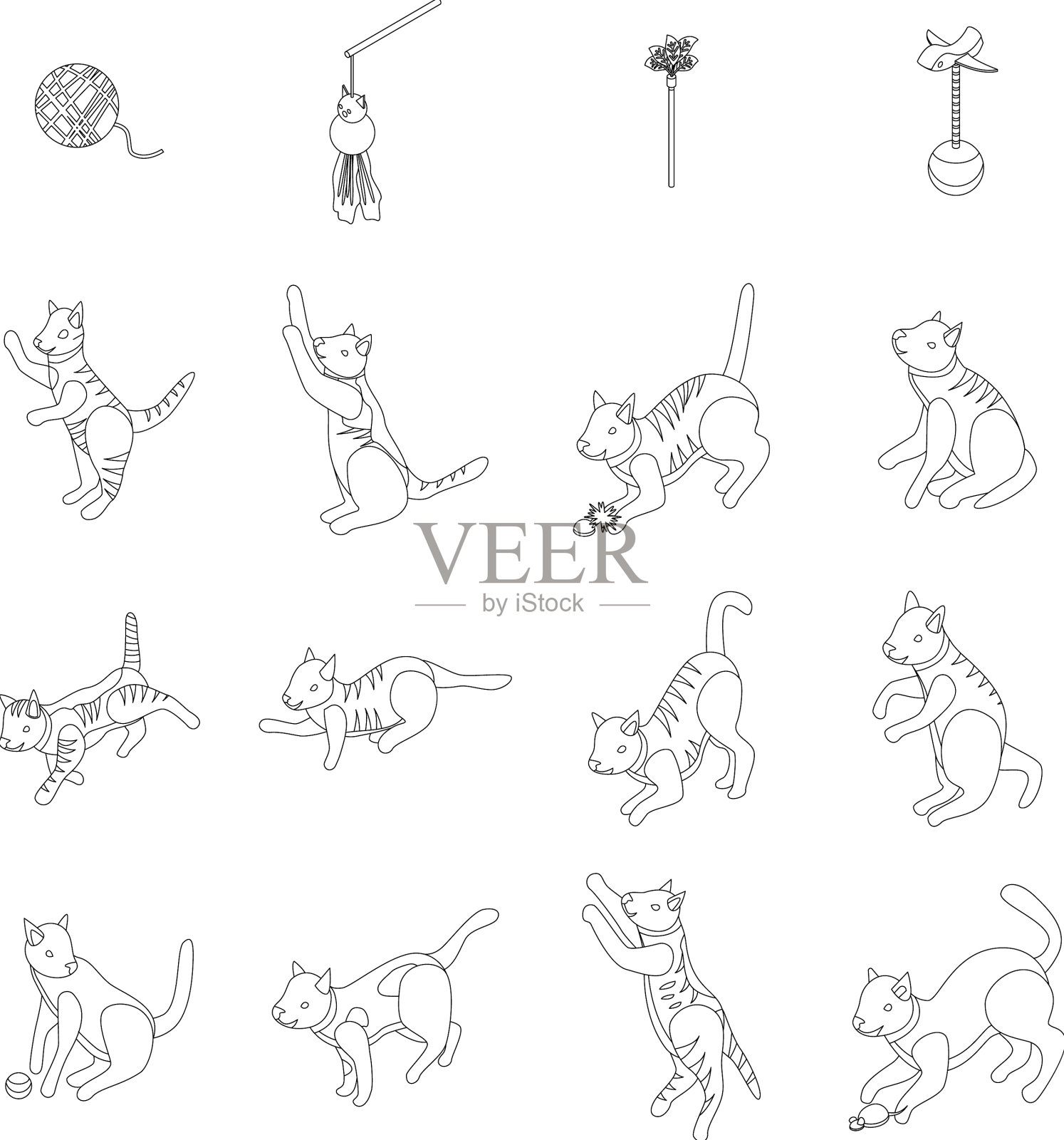 俏皮的猫图标等距风格插画图片素材