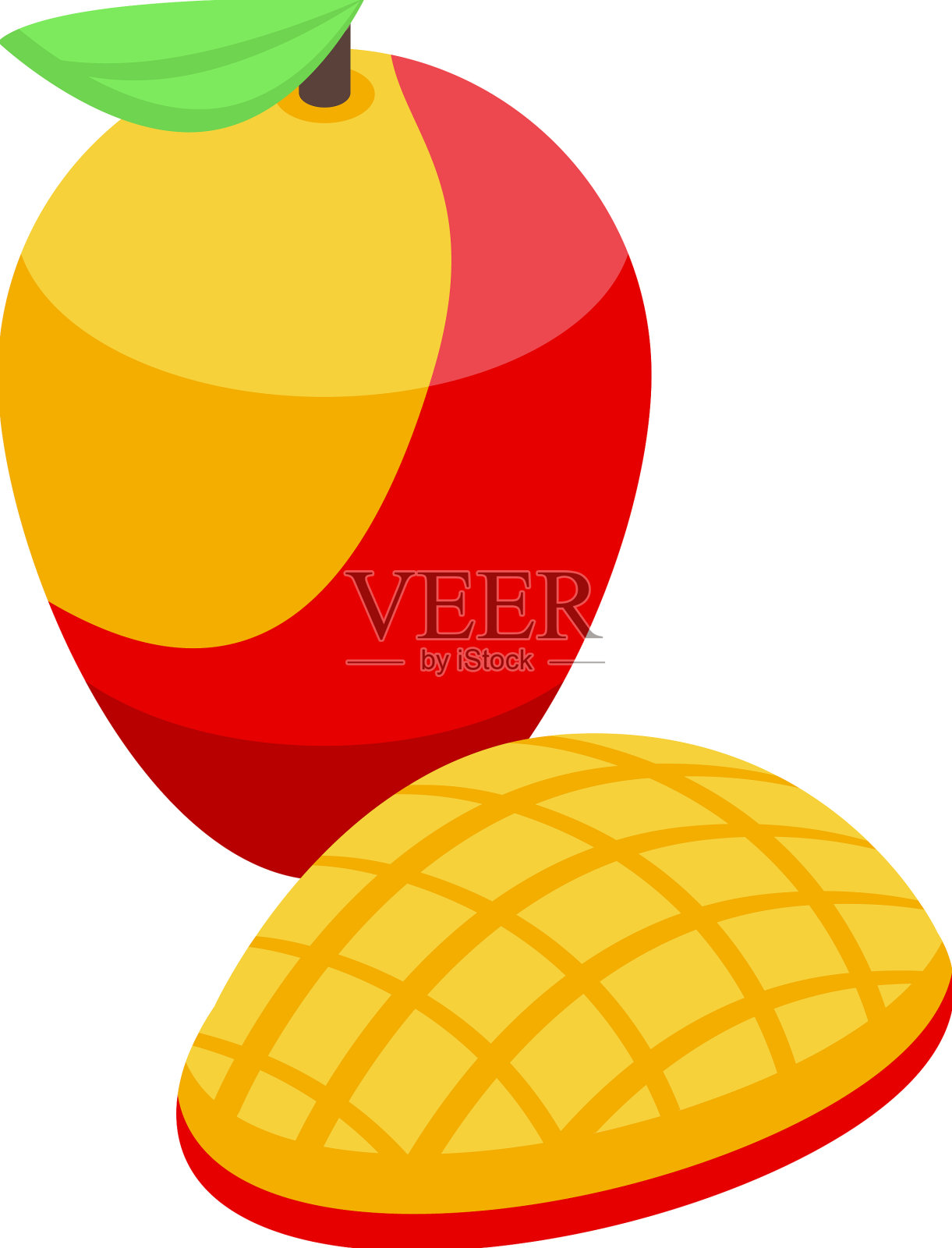 共和国乍得芒果水果图标等距插画图片素材