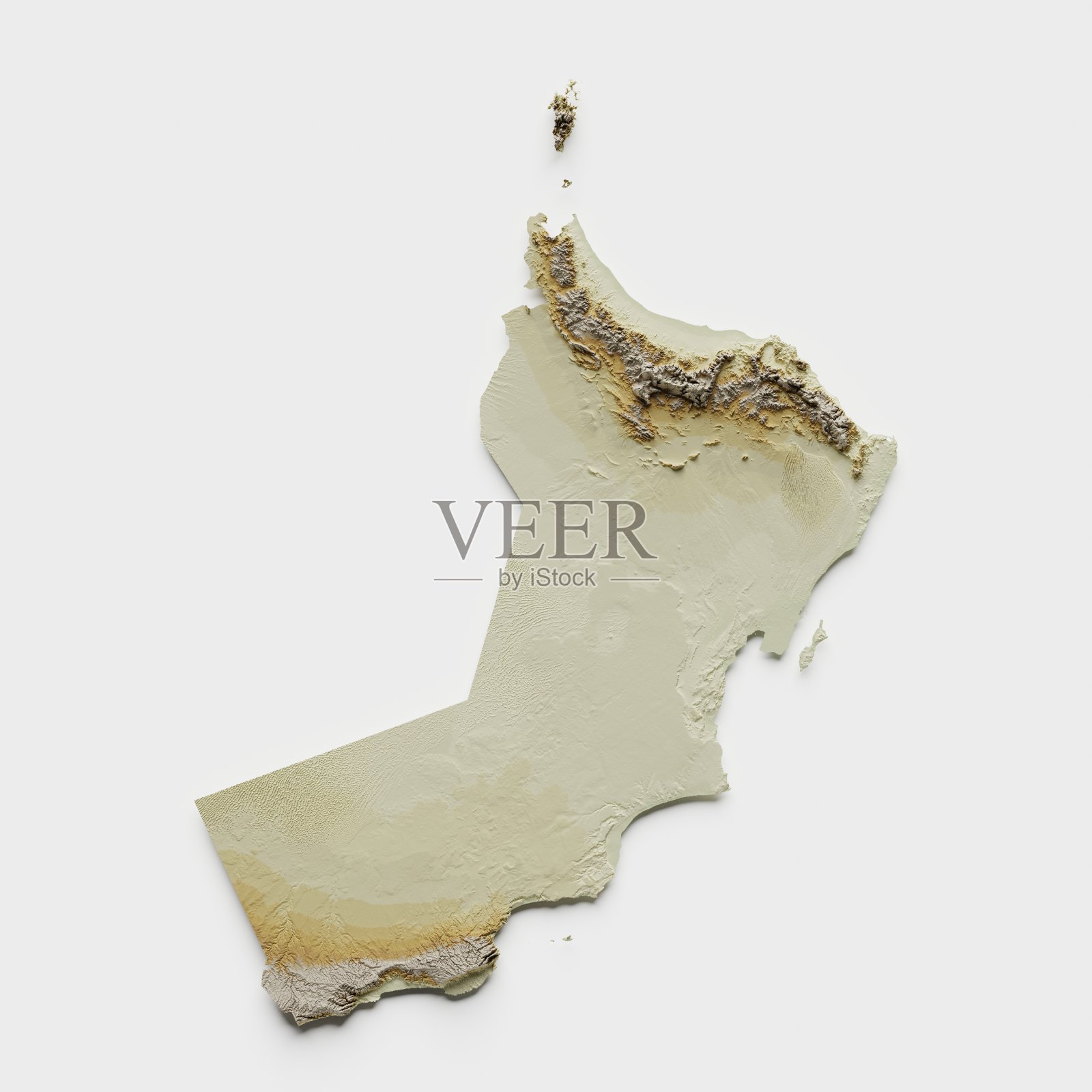 阿曼地形浮雕图- 3D渲染照片摄影图片