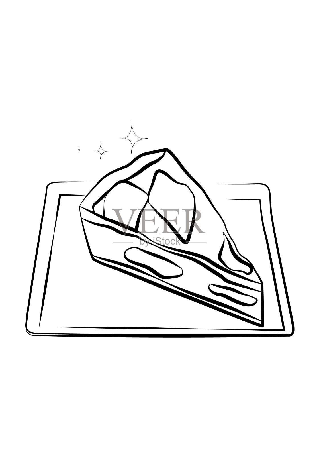 一块块苹果派涂鸦线条艺术黑白风格插画图片素材