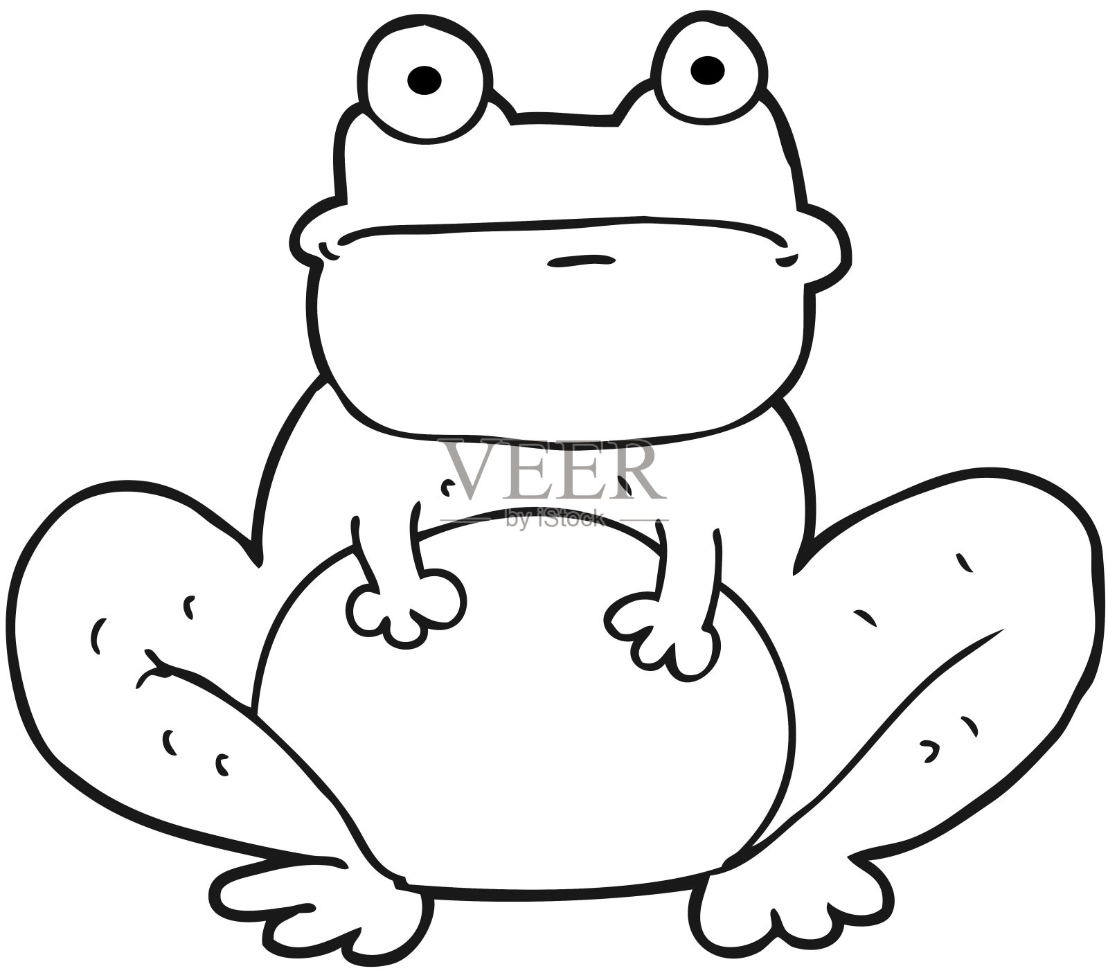 手绘黑白卡通青蛙插画图片素材