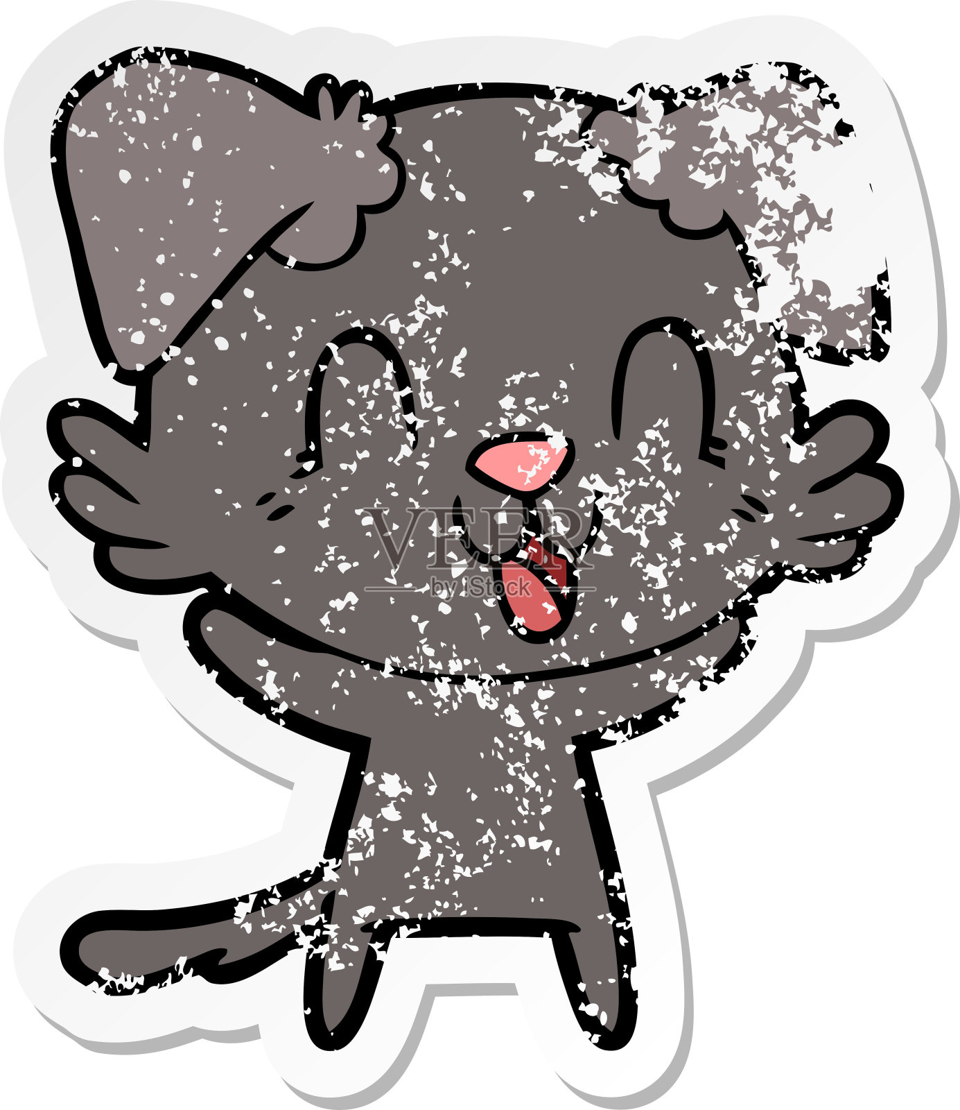 一个笑的卡通狗的心疼贴纸插画图片素材