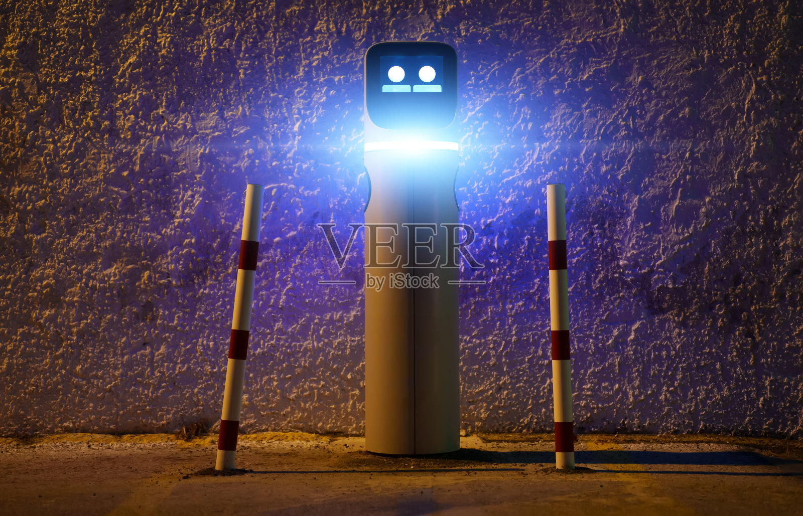 街道上的电动汽车充电站。照片摄影图片