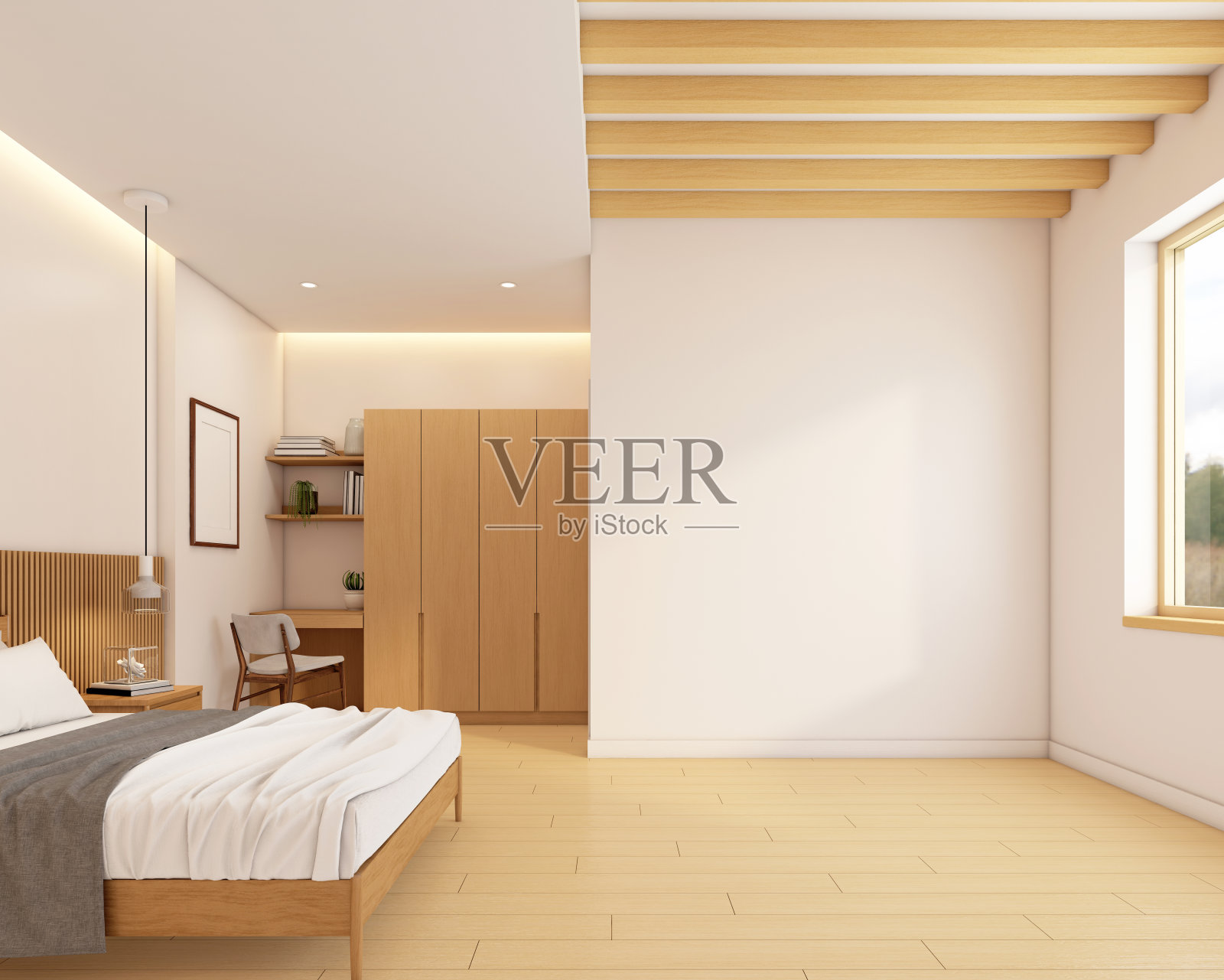 日式极简主义卧室照片摄影图片