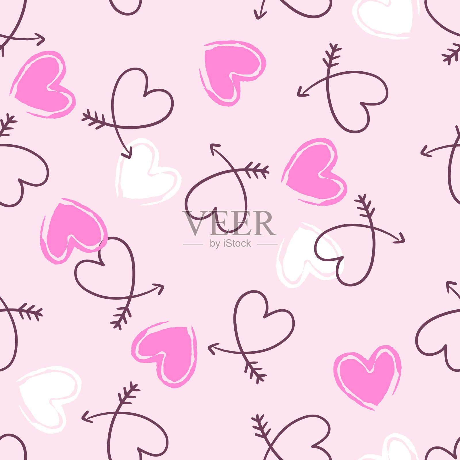 粉色描心矢量无缝情人图案插画图片素材