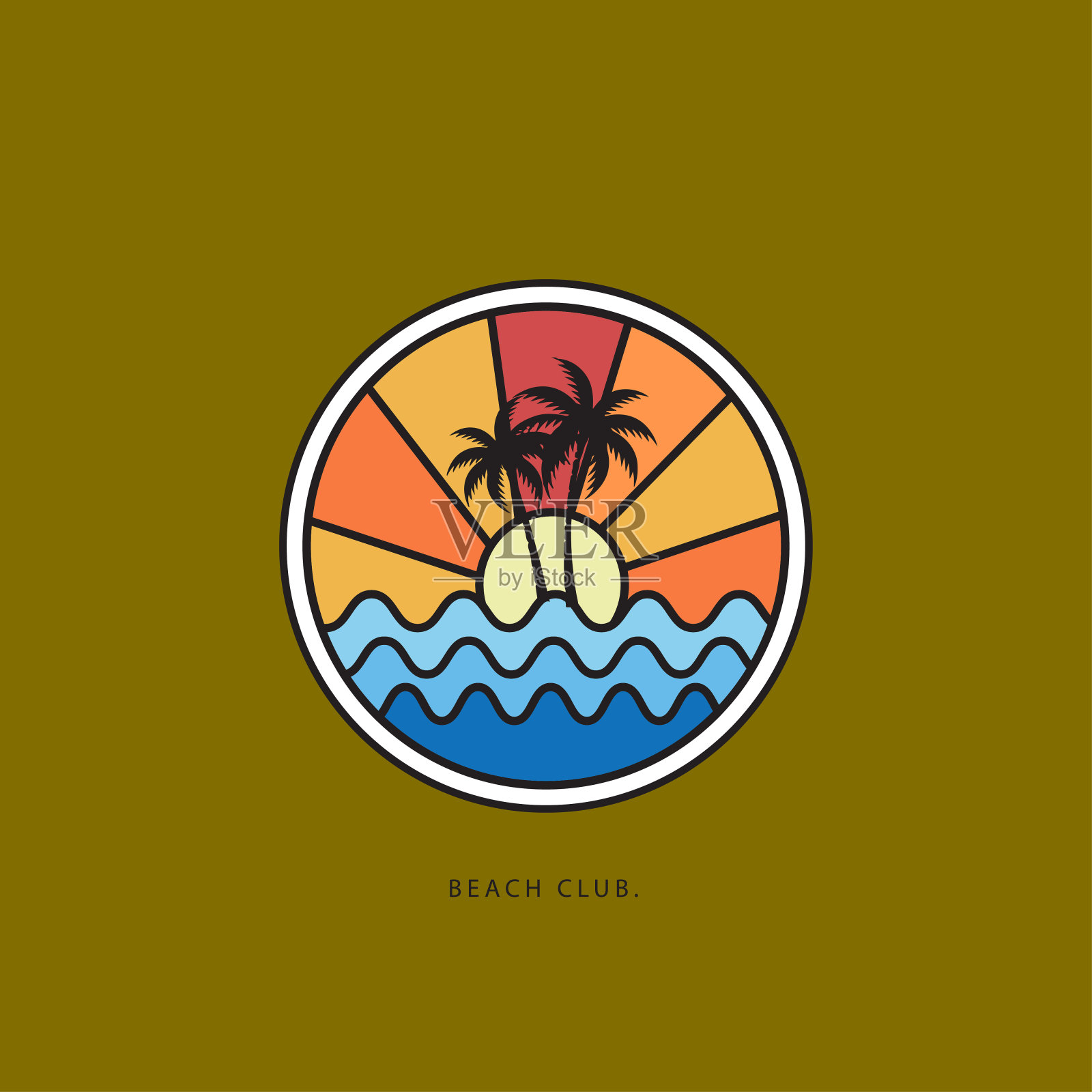 矢量插图冲浪主题徽章设计。用于t恤打印、海报、贴纸等用途。插画图片素材