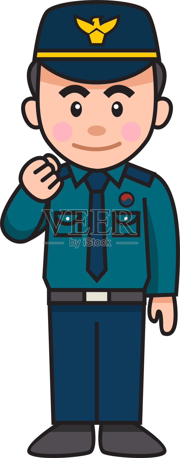 可爱的卡通韩国警察插图插画图片素材